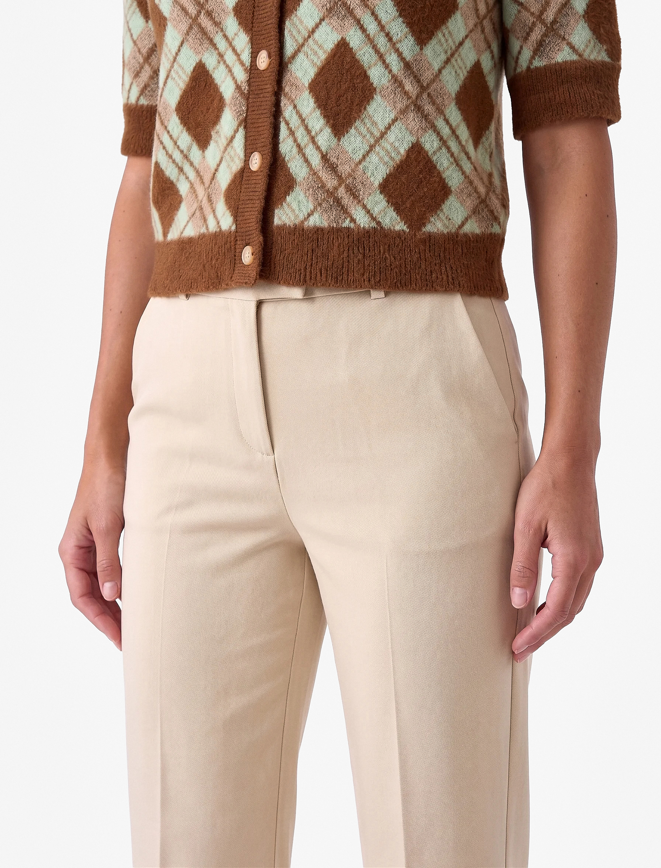   Normal Bel Cepli Düz Paça Viskon Karışımlı Slim Fit Cigarette Pantolon
