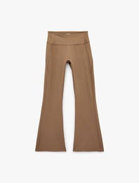 Yüksek Bel Dikiş Detaylı Slim Fit İspanyol Paça Spor Tayt