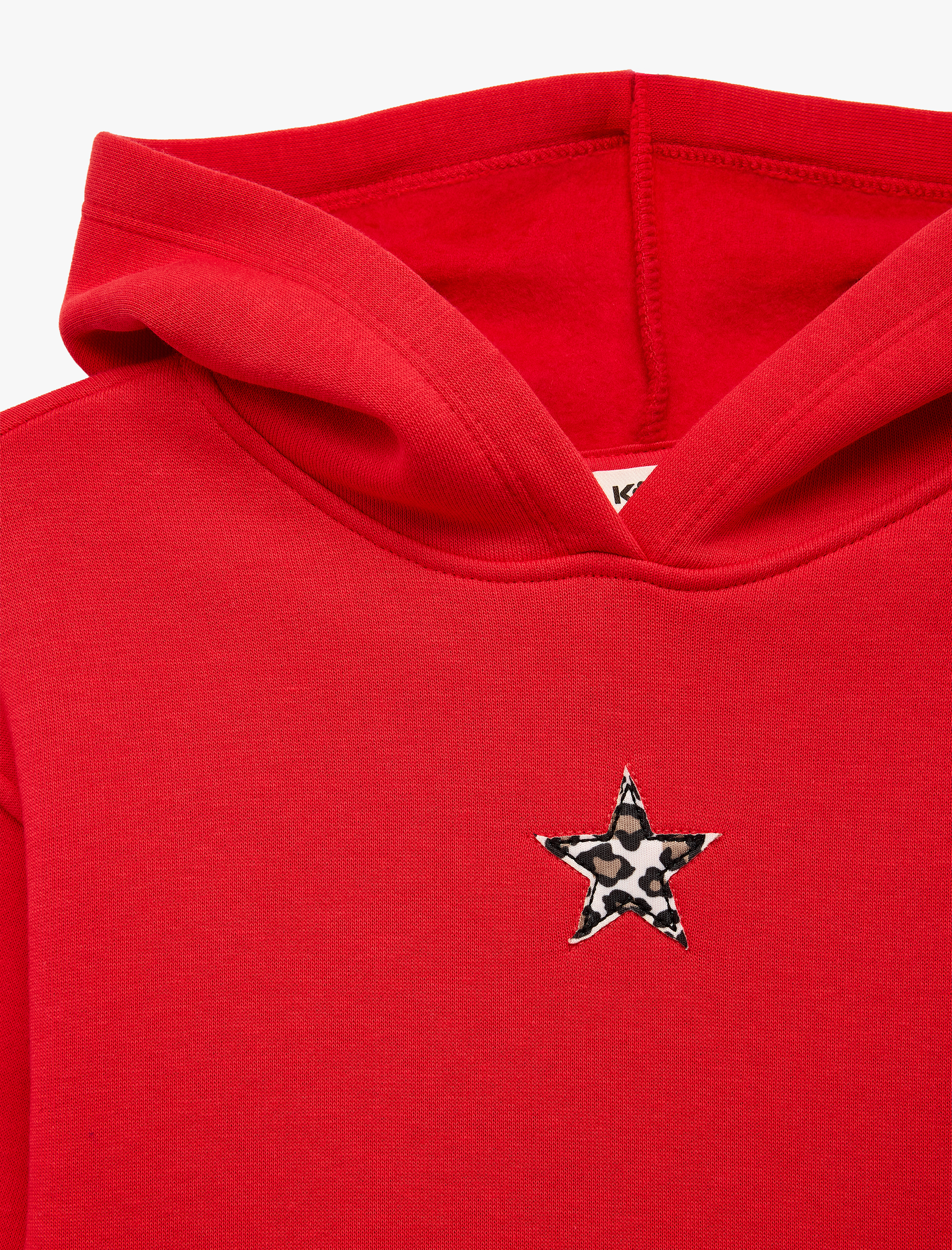  Kız Çocuk Yıldız Baskılı Uzun Kollu Şardonlu Kanguru Cepli Kapşonlu Sweatshirt