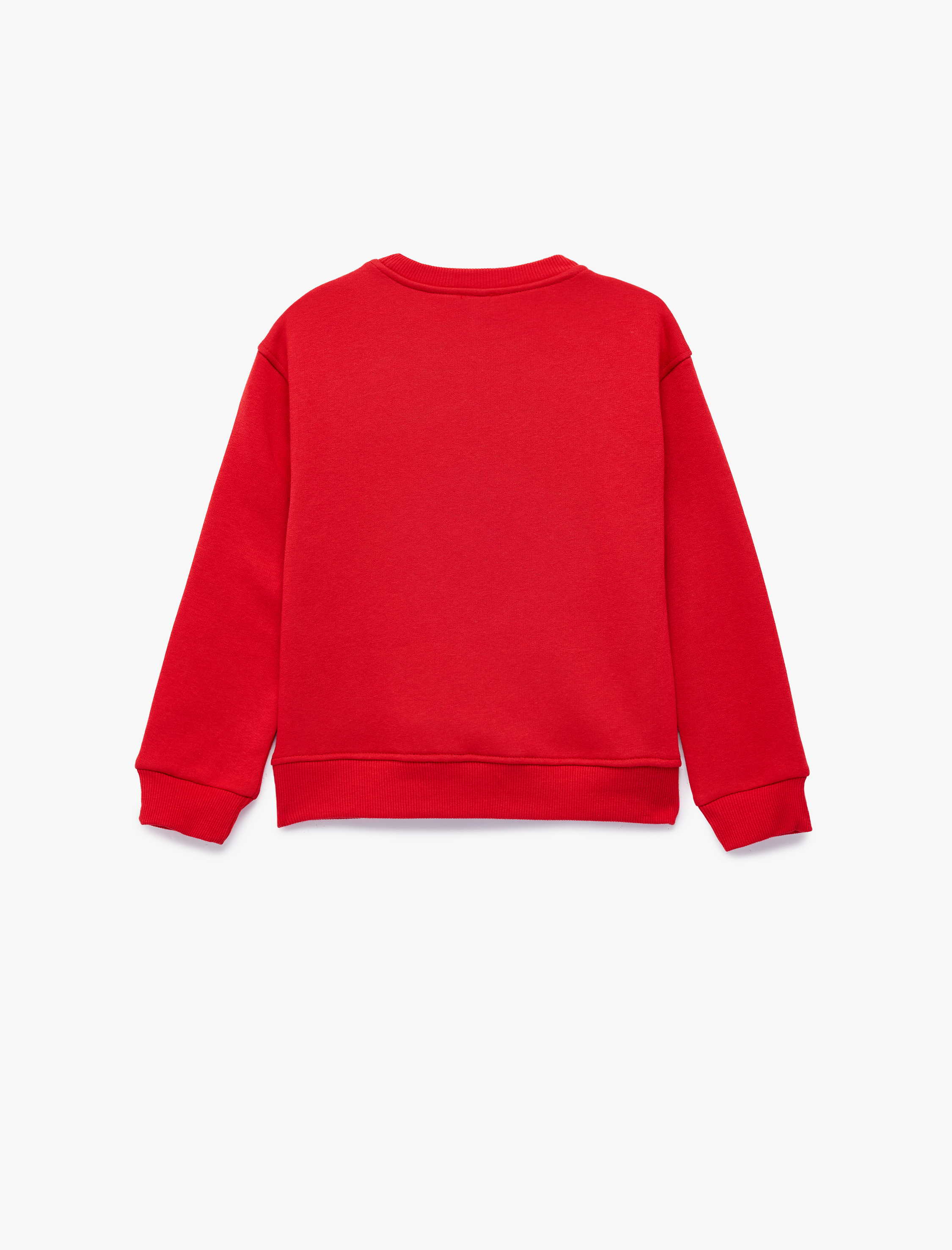  Kız Çocuk Köpek Baskılı Uzun Kollu Bisiklet Yaka Üç İplik Şardonlu Sweatshirt