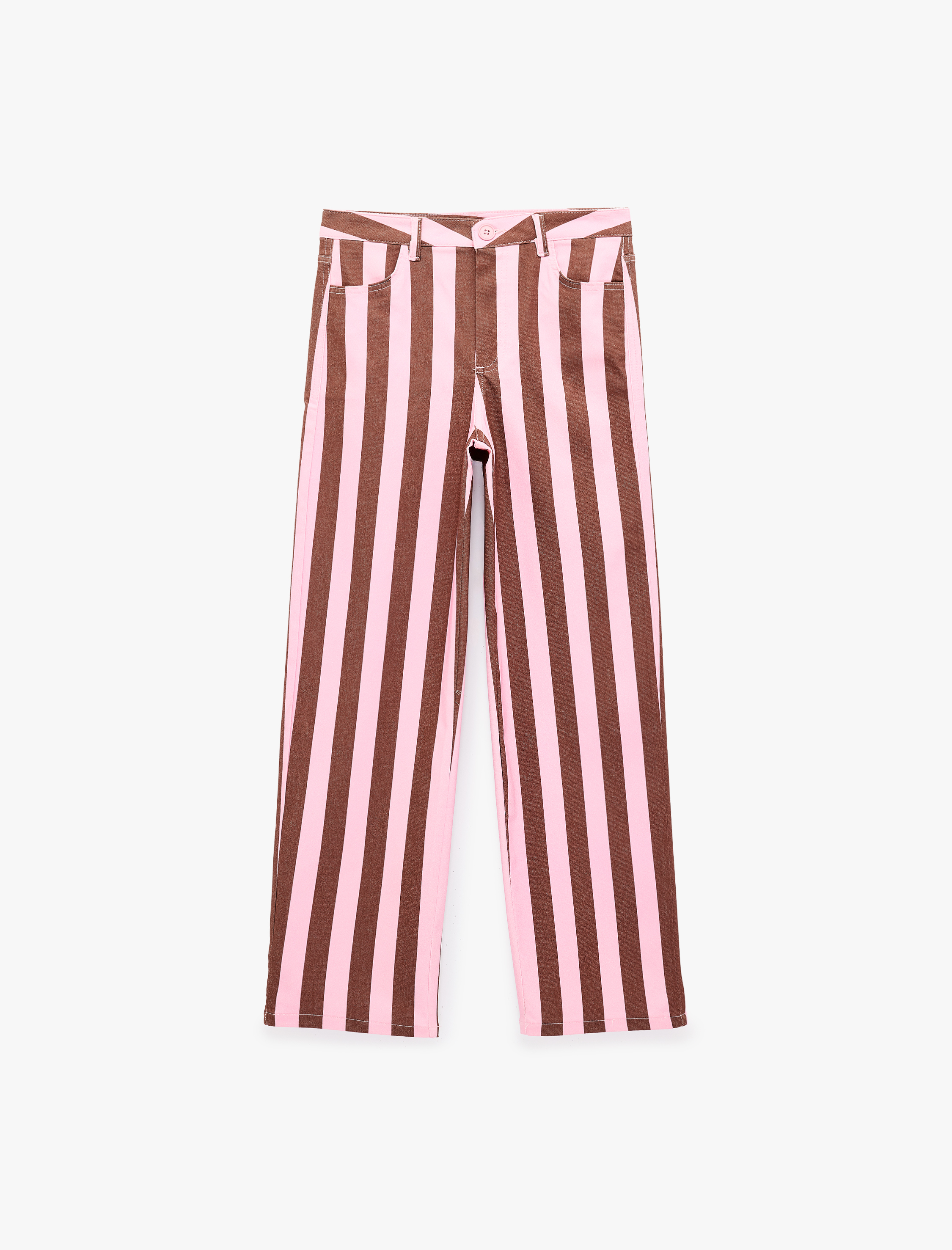 Koton Pamuklu Regular Fit Normal Bel Cepli Düz Paça Gabardin Kumaş Çizgili Pantolon görsel 4