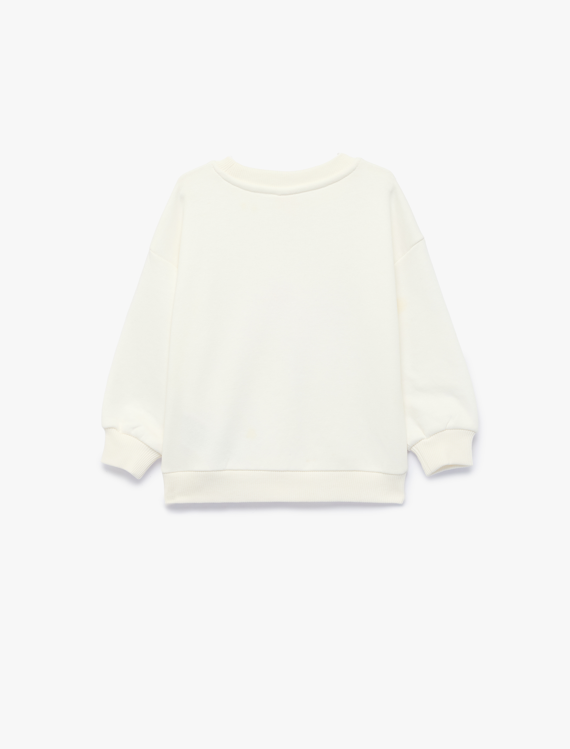  Kız Bebek Çiçek Aplikeli Uzun Kollu Bisiklet Yaka Sweatshirt