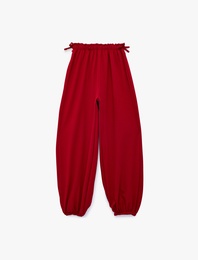 Balon Form Pantolon Fiyonklu Beli Lastikli Bol Kesim