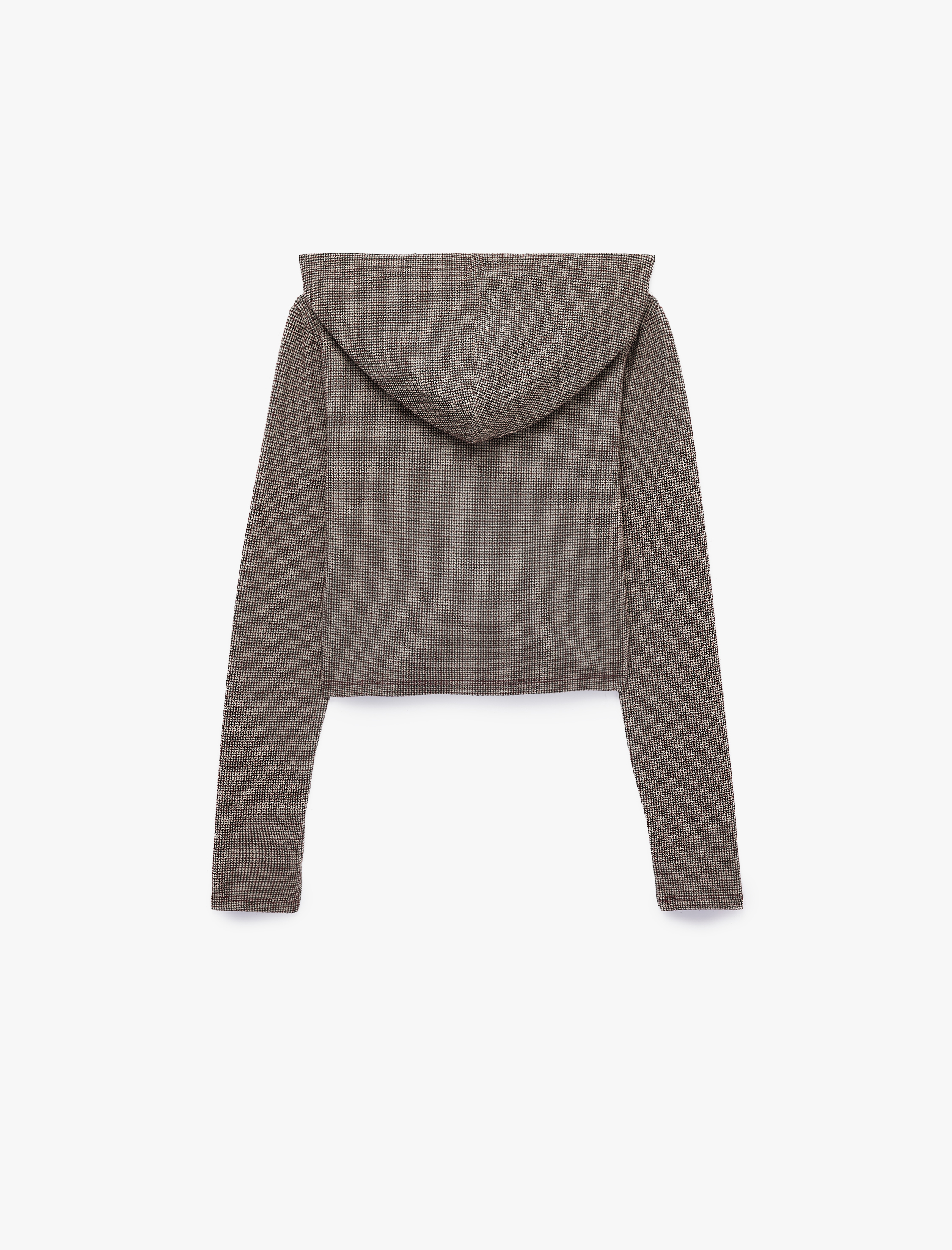 Koton Slim Fit Uzun Kollu Ekose Desenli Fermuarlı Kapüşonlu Sweatshirt görsel 2