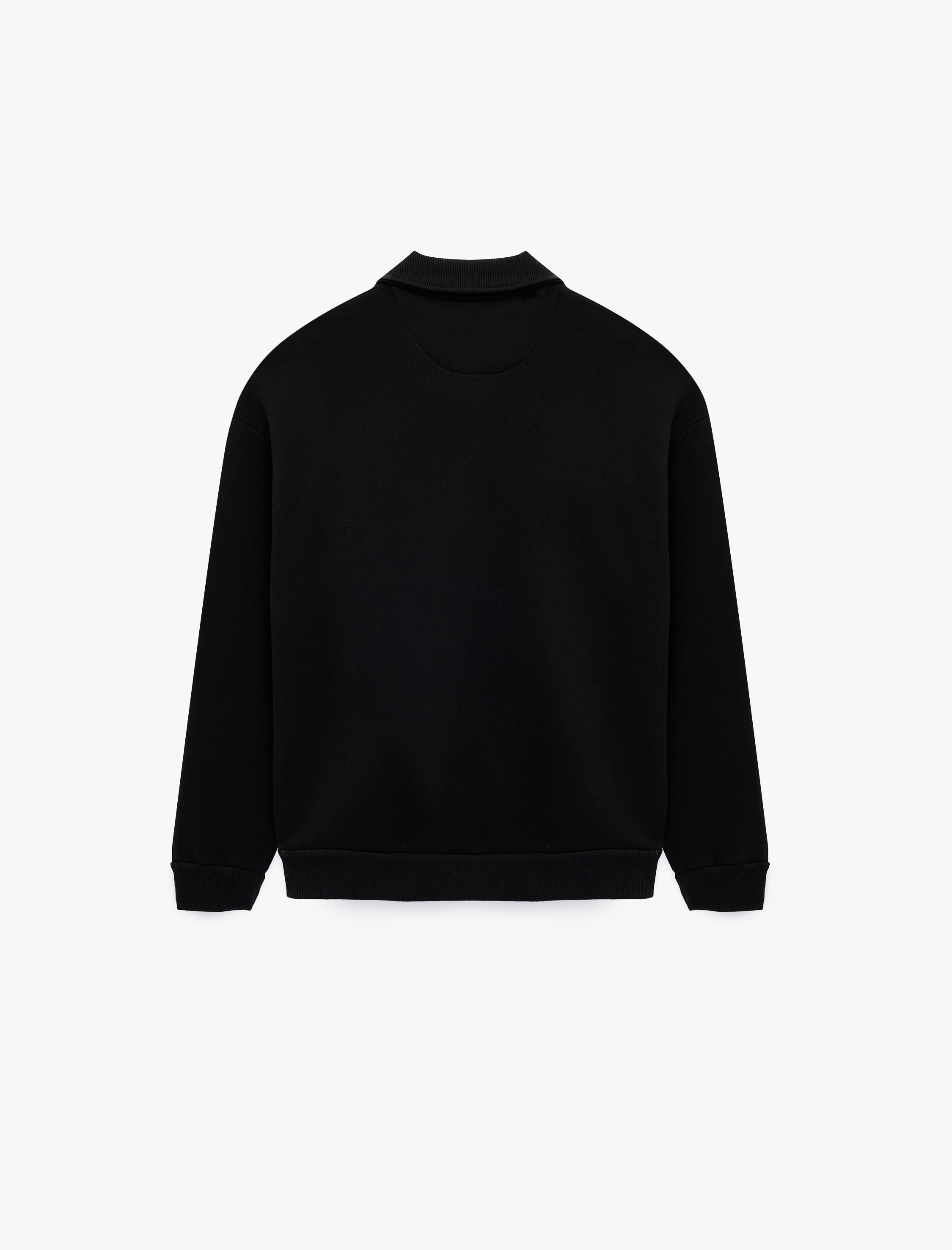   Kanguru Cepli Üç İplik Şardonlu Rahat Kalıp Çıtçıt Düğmeli Dik Yaka Sweatshirt