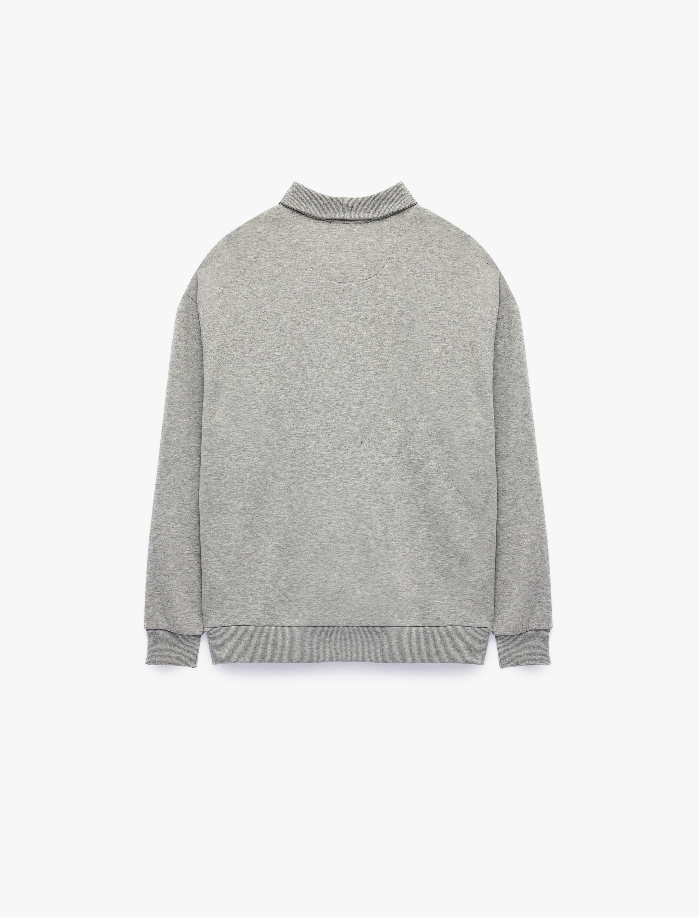   Kanguru Cepli Üç İplik Şardonlu Rahat Kalıp Çıtçıt Düğmeli Dik Yaka Sweatshirt