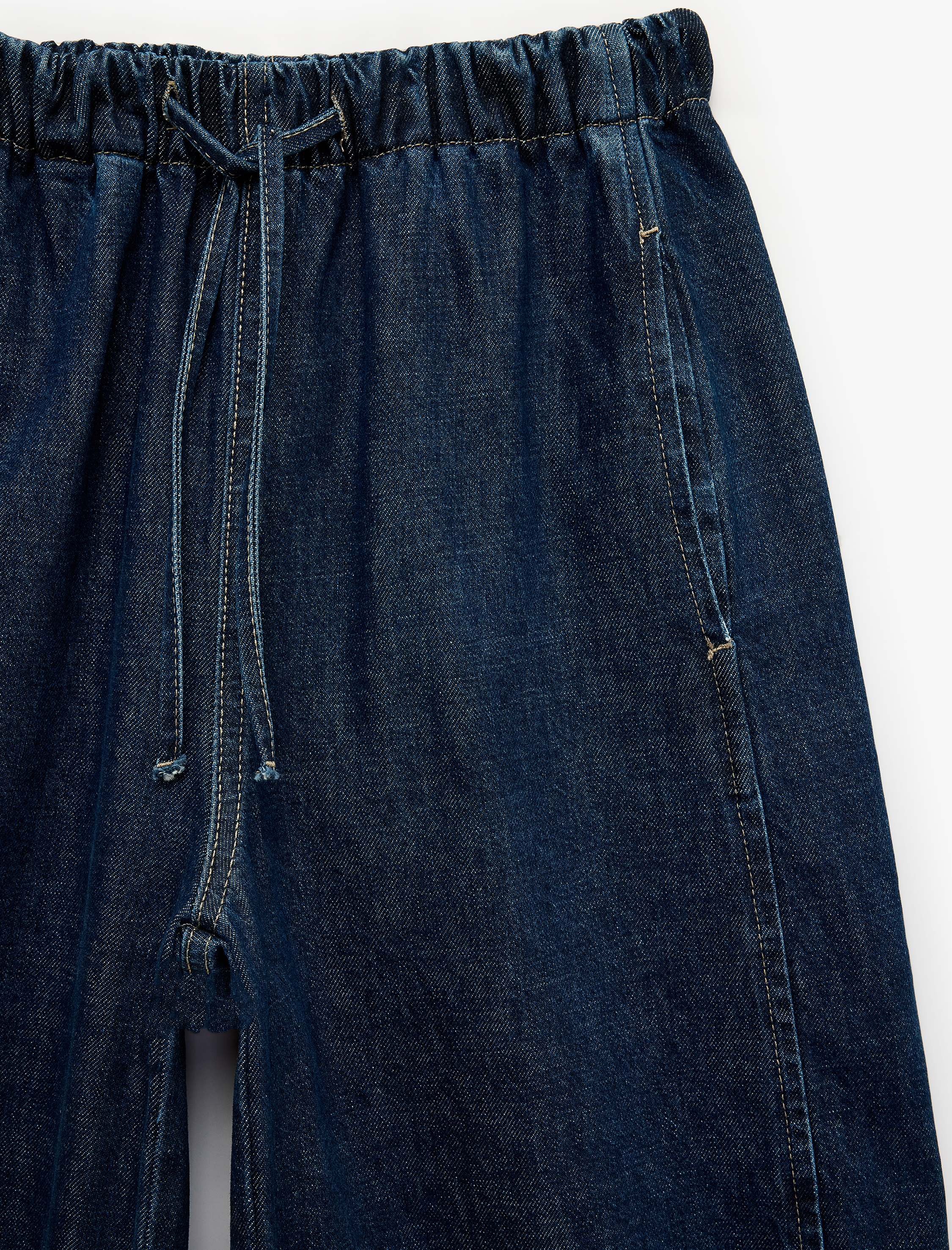   Beli Bağcıklı Cepli Rahat Kalıp Pamuklu Balon Fit Barrel Denim Pantolon