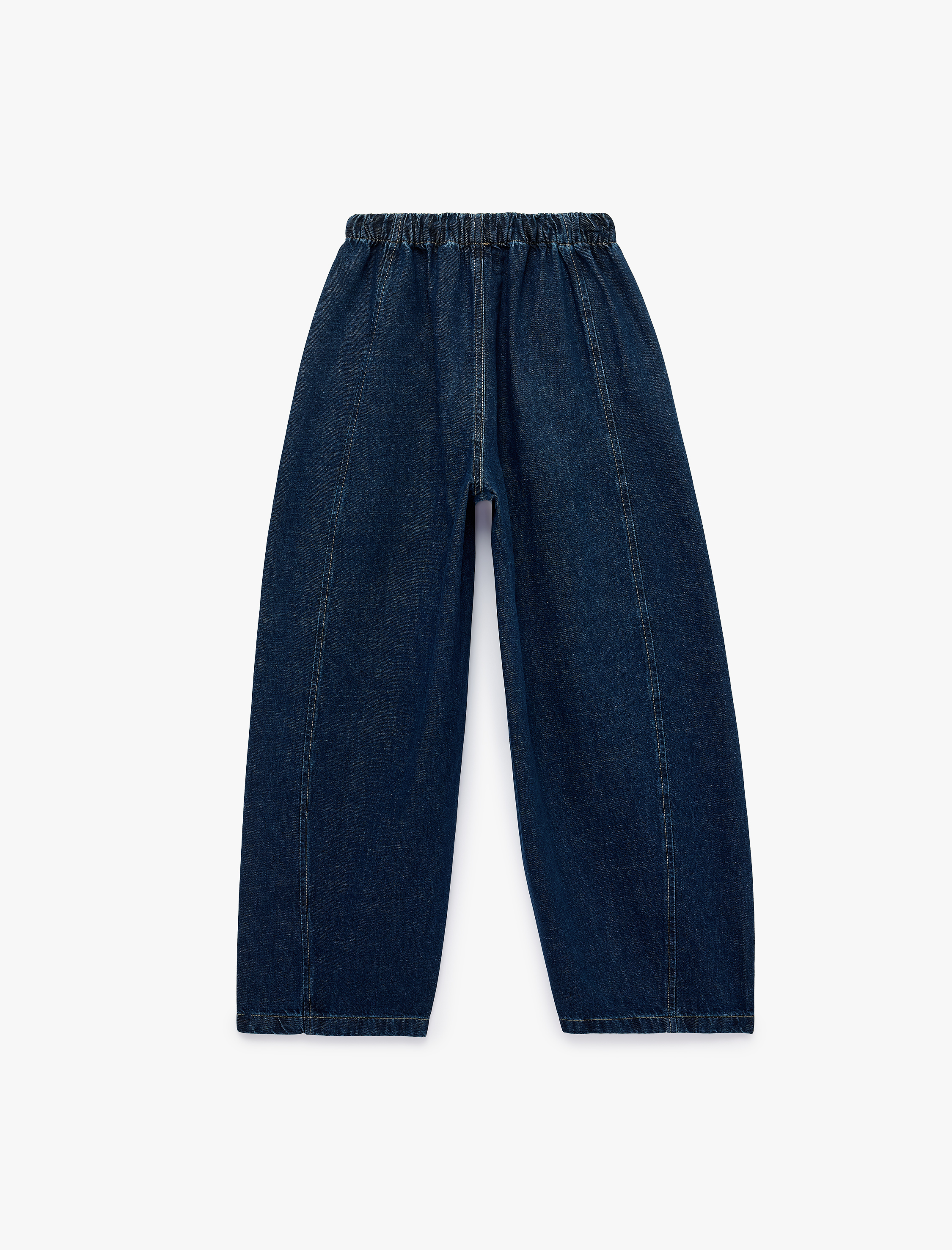   Beli Bağcıklı Cepli Rahat Kalıp Pamuklu Balon Fit Barrel Denim Pantolon