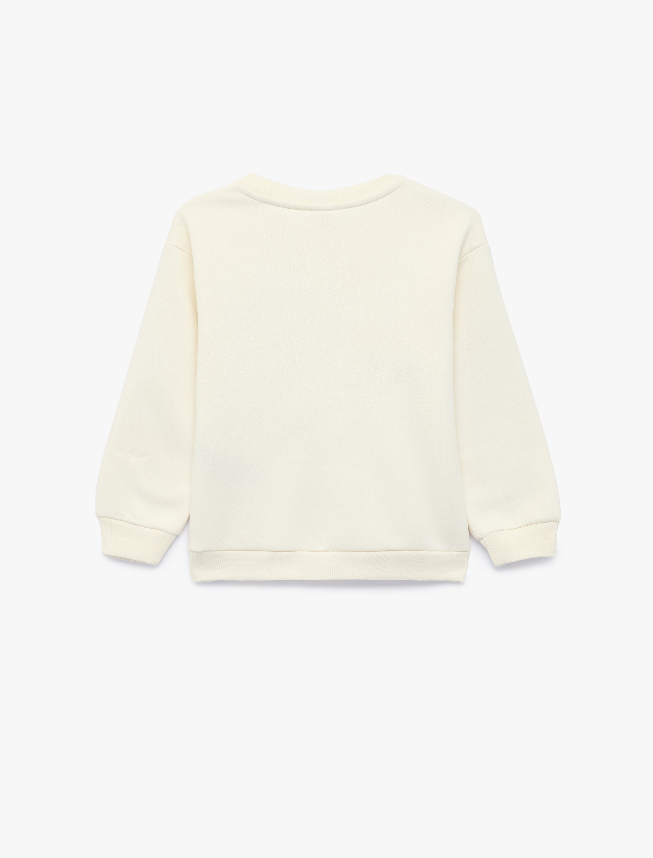  Kız Bebek Kelebek Nakış Detaylı Bisiklet Yaka Uzun Kollu Şardonlu Sweatshirt