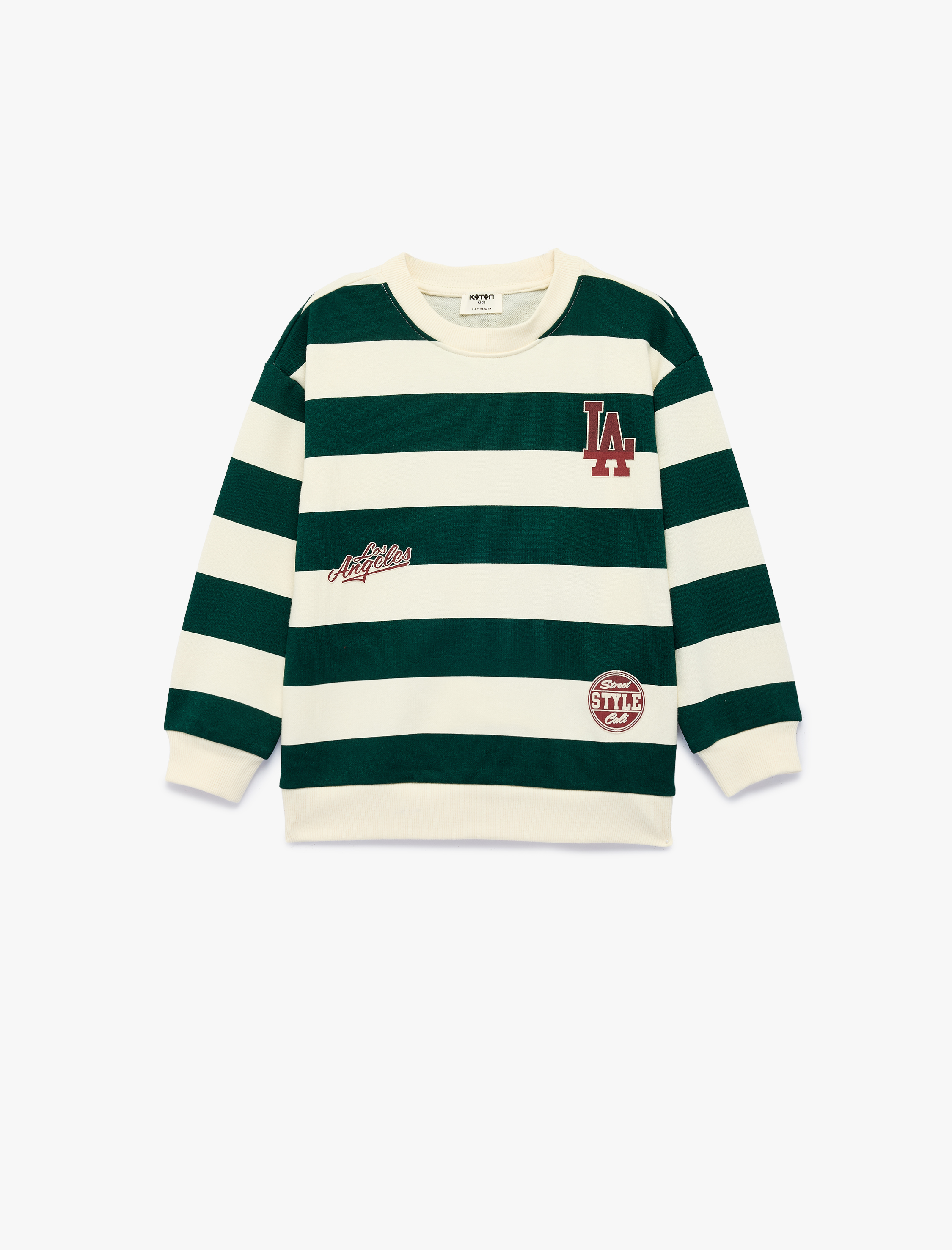  Erkek Çocuk Baskılı Bisiklet Yaka Uzun Kollu Çizgili Sweatshirt