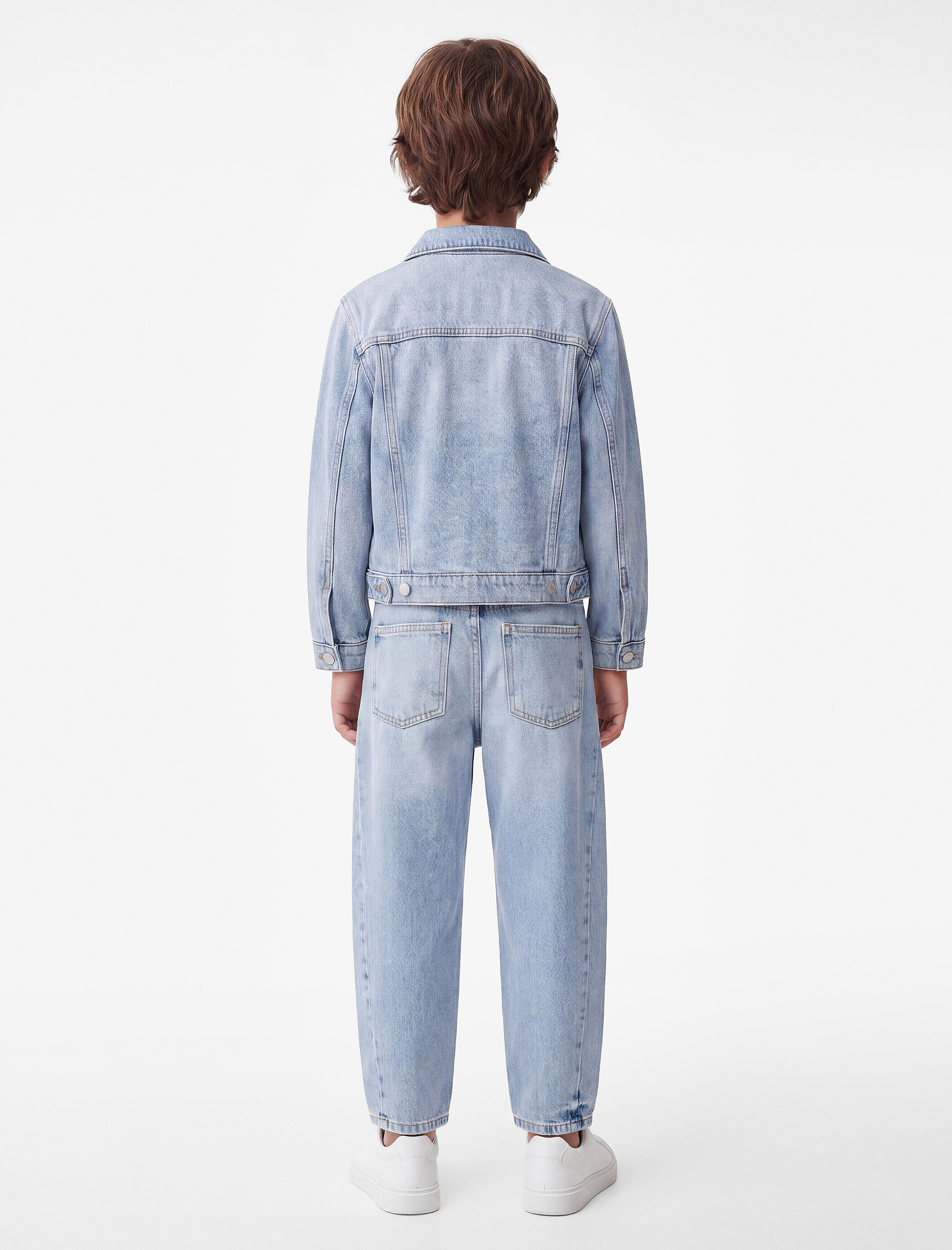  Erkek Çocuk Barrel Denim Pantolon Pamuklu Cepli