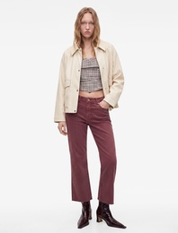 Pamuklu Dar Kalıp Düğmeli Cepli İspanyol Paça Crop Jean Pantolon -  Kick Flare Jeans