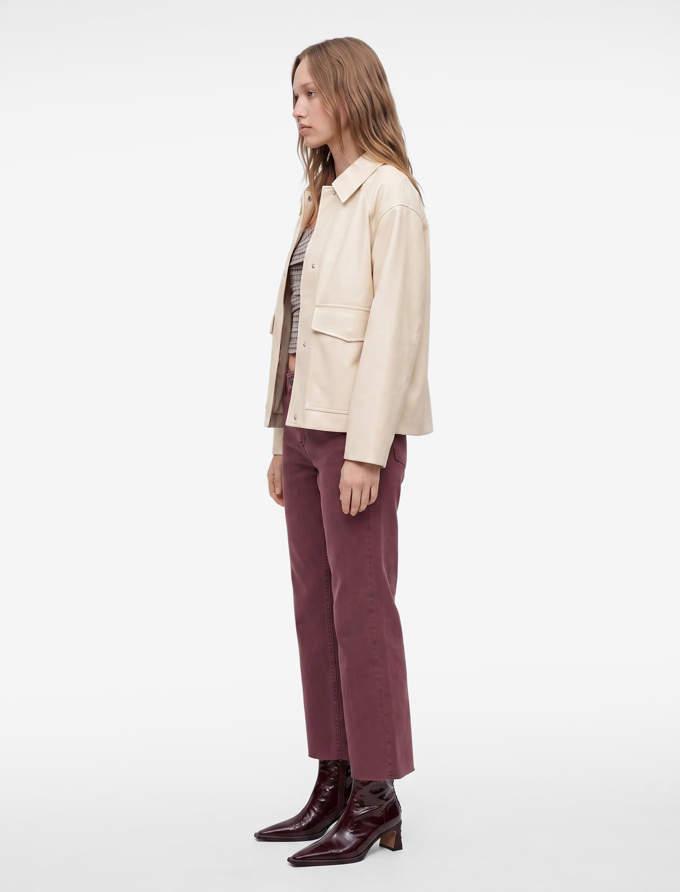 Koton Pamuklu Dar Kalıp Düğmeli Cepli İspanyol Paça Crop Jean Pantolon - Kick Flare Jeans görsel 2