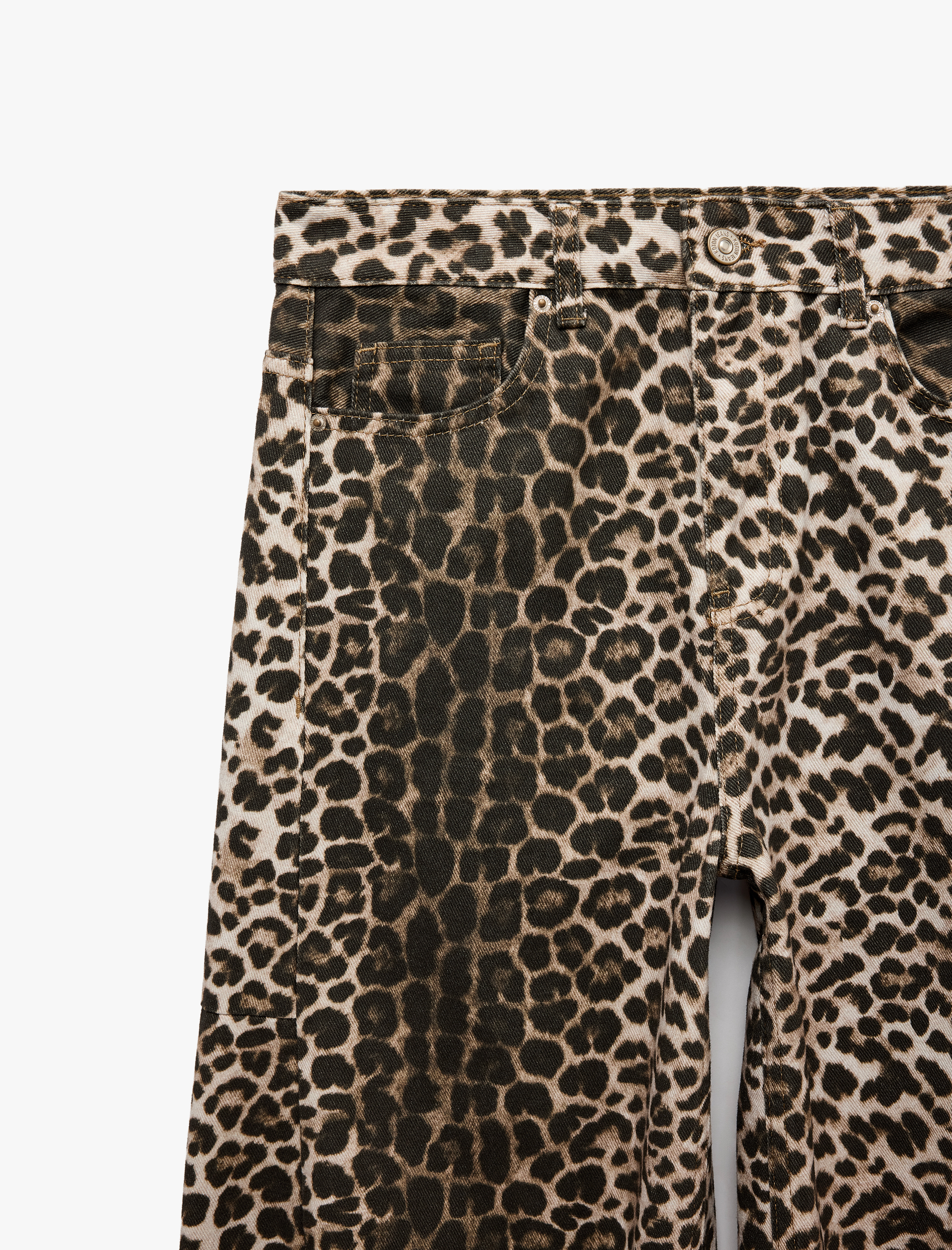 Koton Fermuar Cepli Düğmeli Normal Bel Düz Paça Leopar Pantolon görsel 7