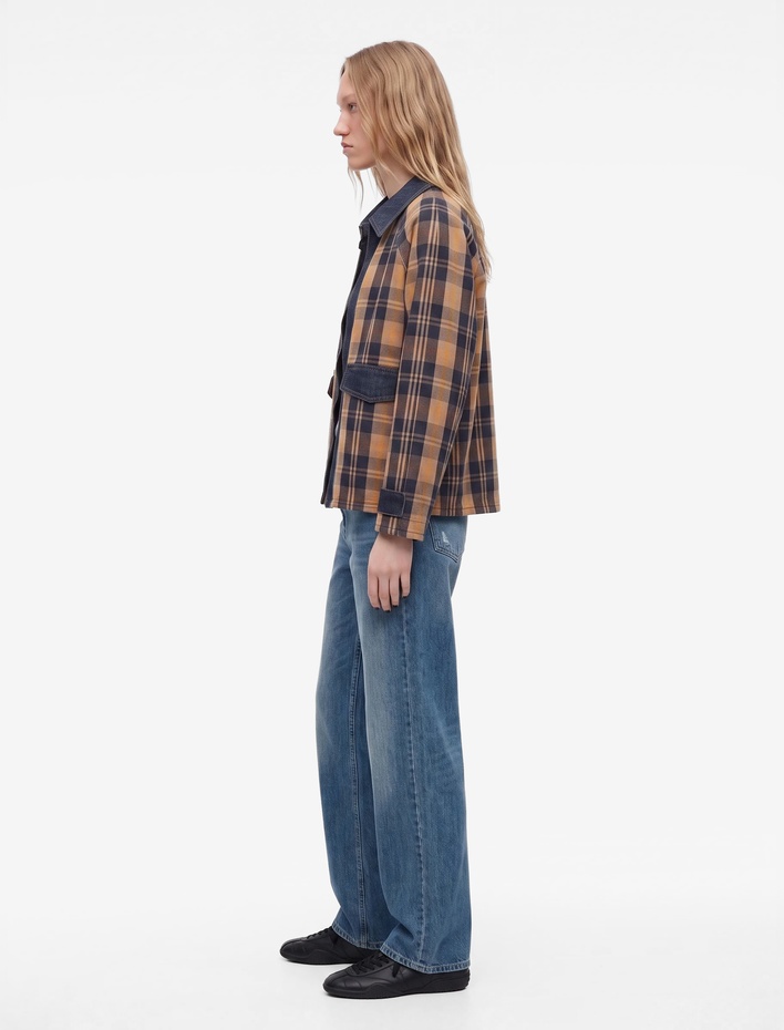  Yıpratma Detaylı Cepli Düz Paça Normal Bel Denim Pantolon  - Straight Fit Jeans