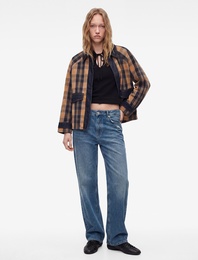Yıpratma Detaylı Cepli Düz Paça Normal Bel Denim Pantolon  - Straight Fit Jeans