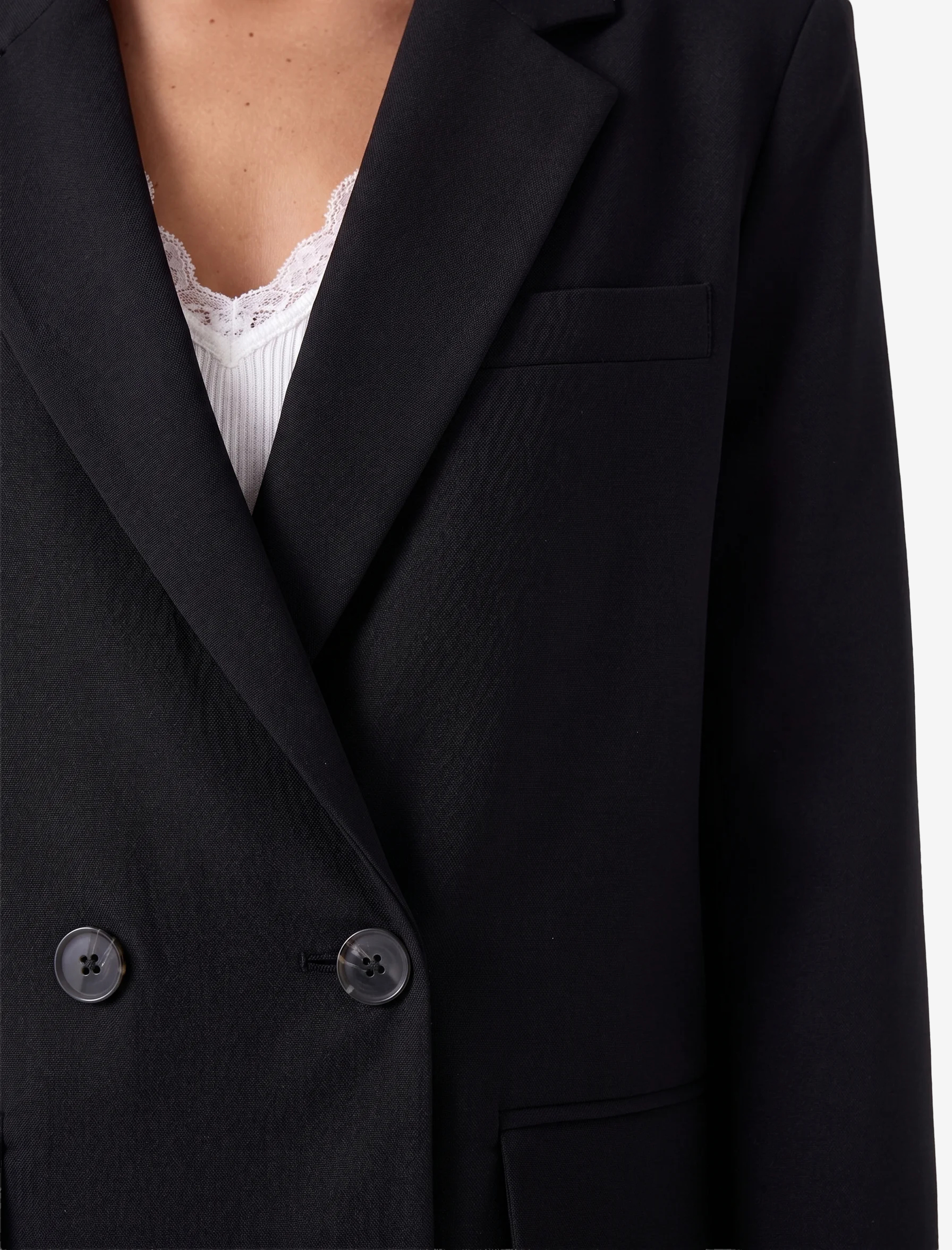 Koton Uzun Kollu Cepli Viskon Karışımlı Düğmeli Oversize Kruvaze Yaka Blazer Ceket görsel 4