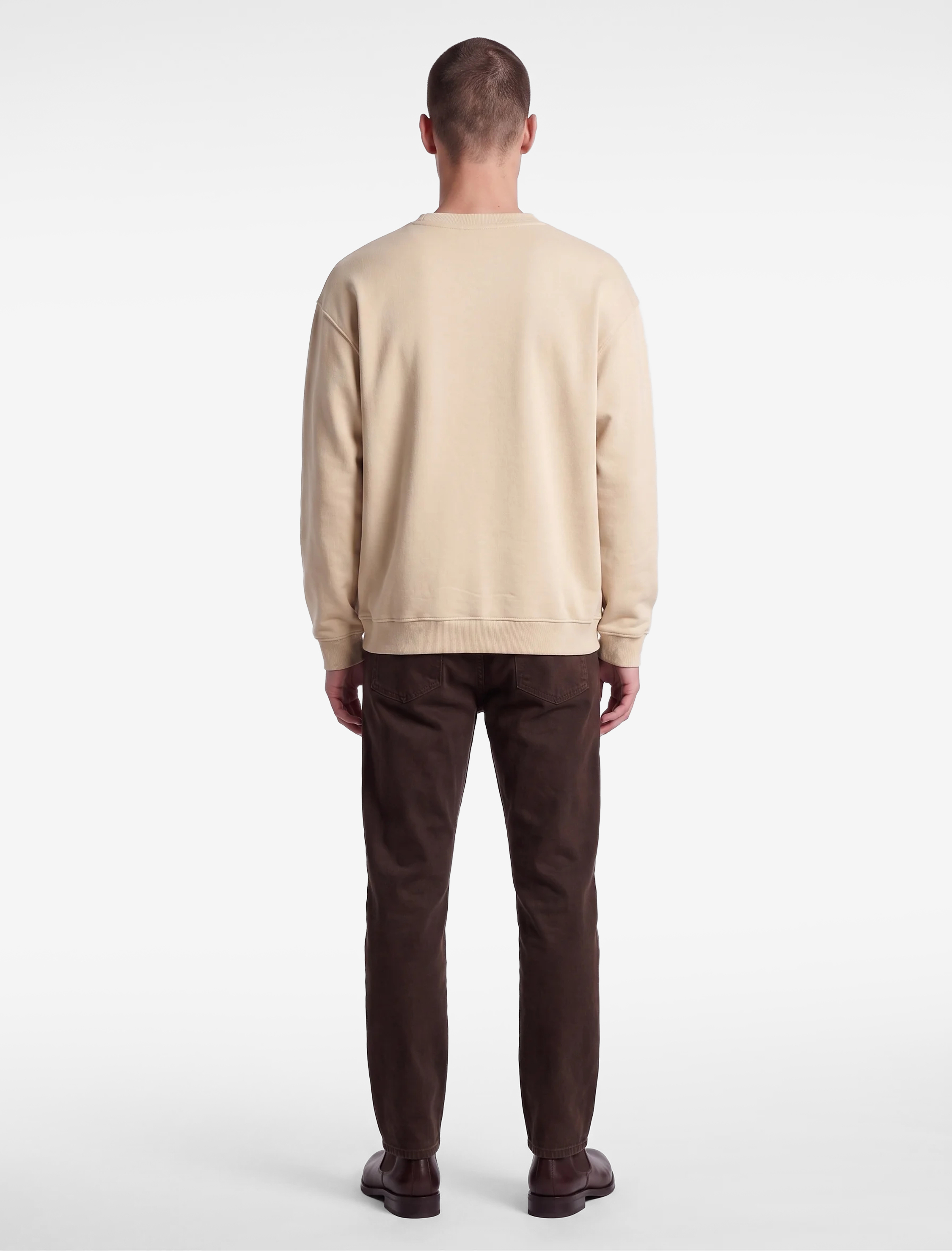 Koton Uzun Kollu Üç İplik Yıkamalı Rahat Kalıp Pamuklu Bisiklet Yaka Sweatshirt görsel 3