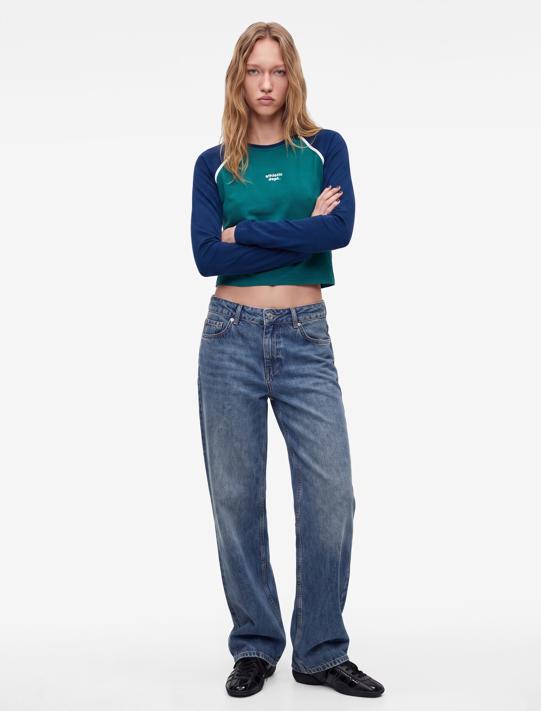 Koton Biyeli Slim Fit Pamuklu Bisiklet Yaka Uzun Reglan Kollu Baskılı Tişört