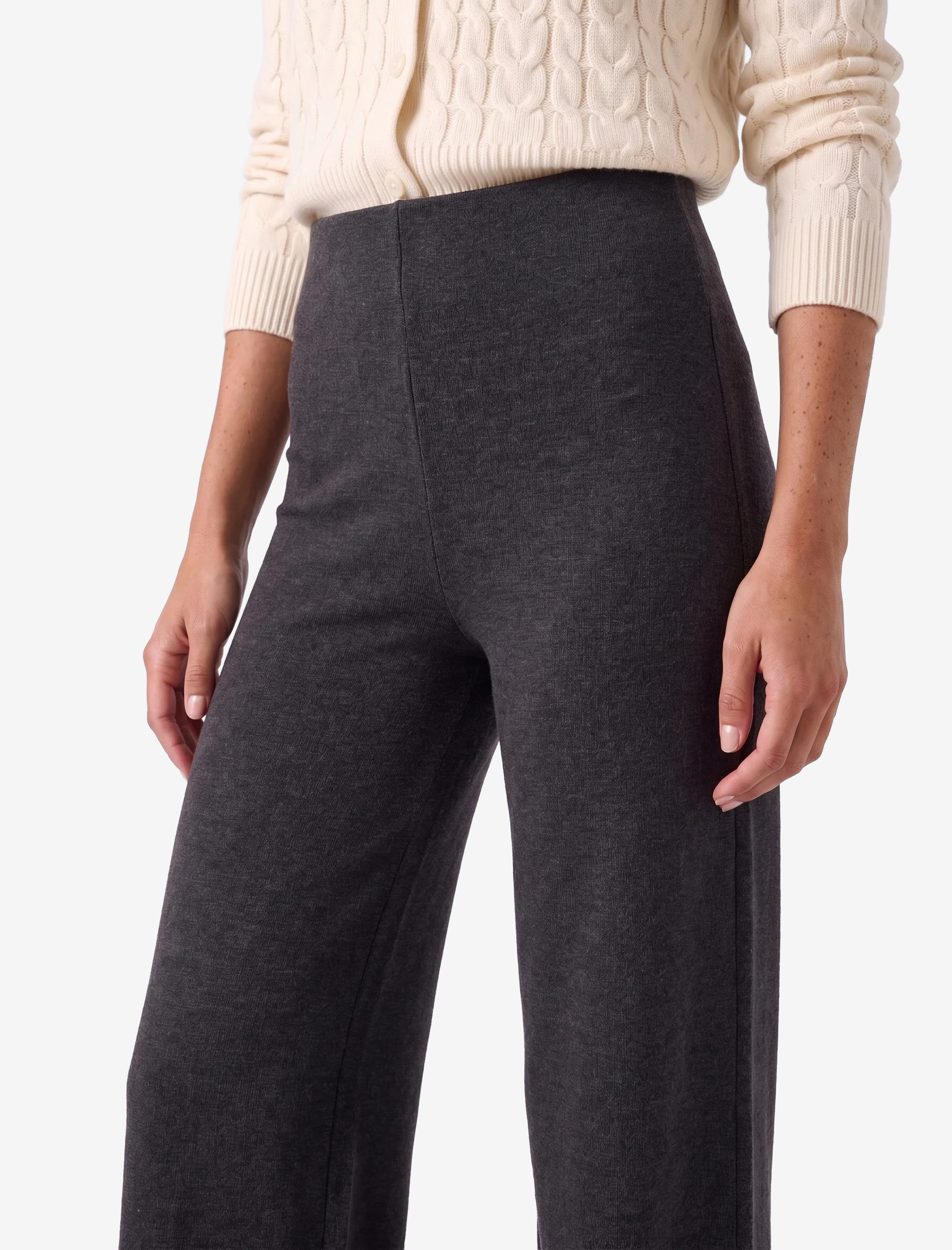   Beli Lastikli Uzun Geniş Paça Triko Pantolon
