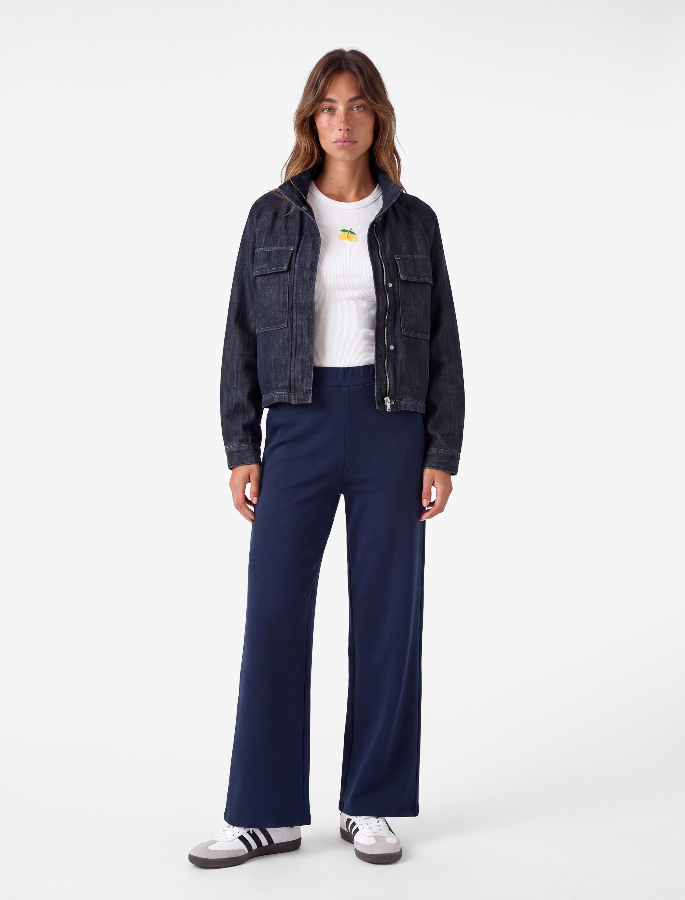 Koton Normal Bel Regular Fit Cepli Düz Geniş Paça Pantolon