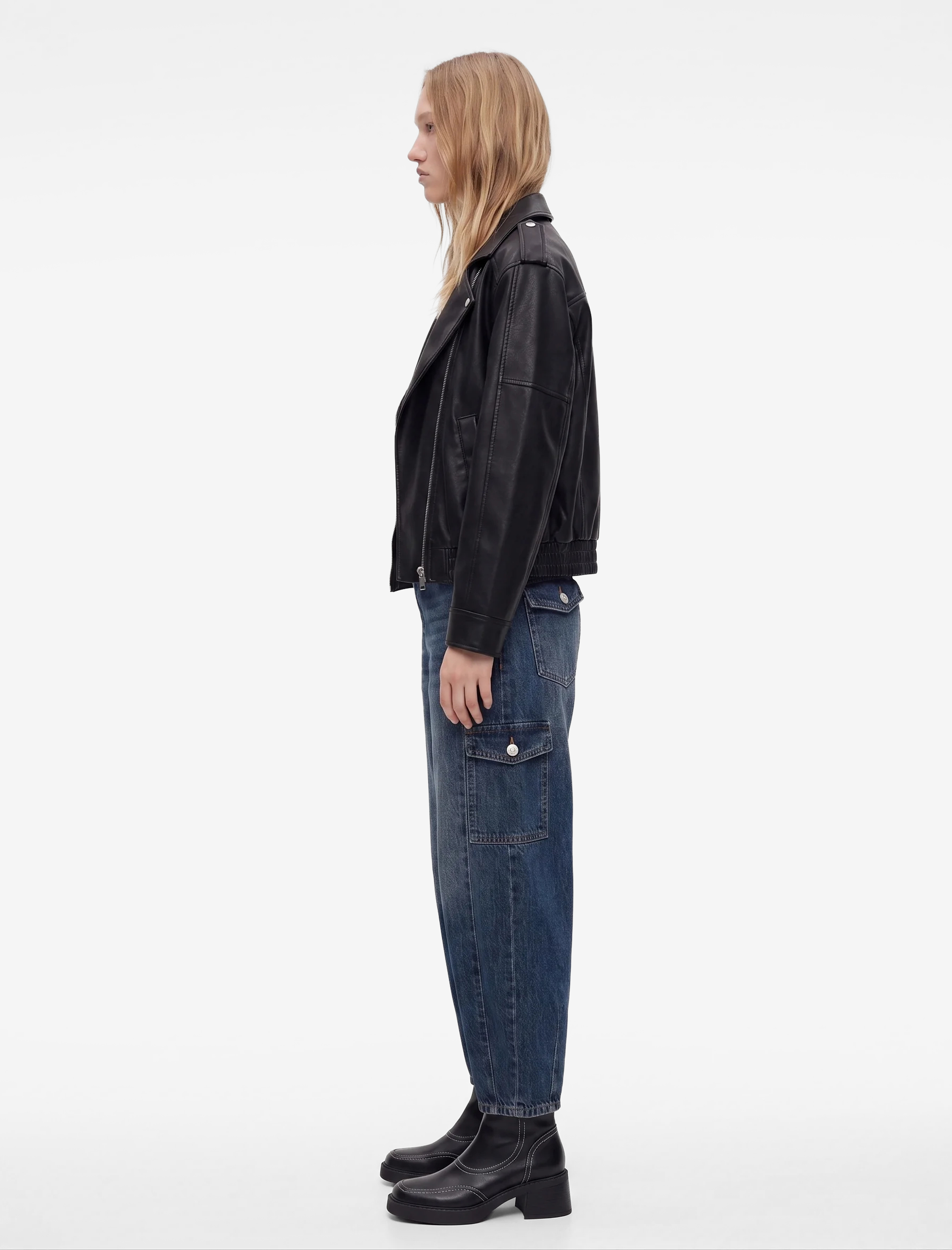 Koton Cep Detaylı Normal Bel Pamuklu Rahat Kalıp Barrel Denim Pantolon - Barrel Jeans görsel 2