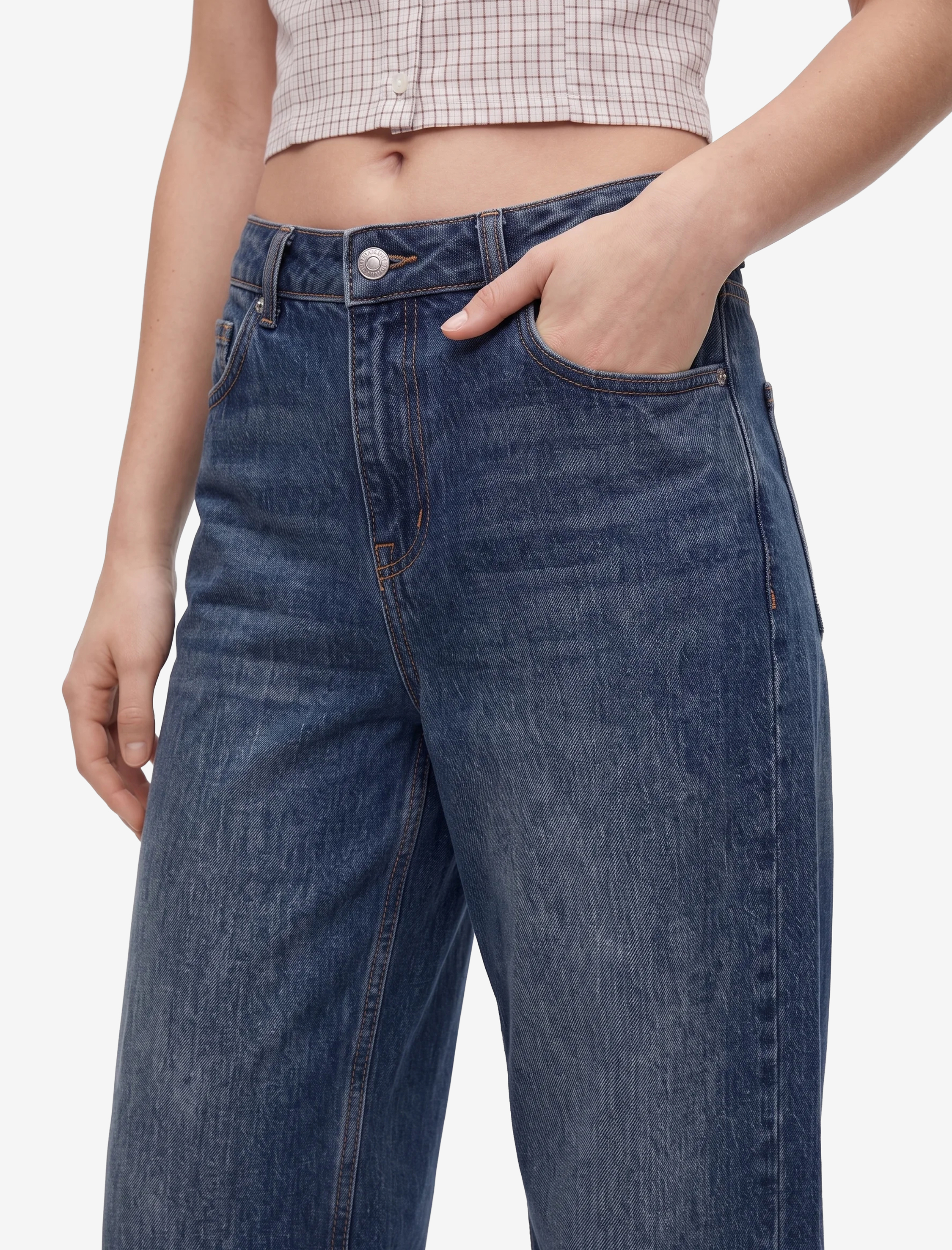 Koton Cep Detaylı Normal Bel Pamuklu Rahat Kalıp Barrel Denim Pantolon - Barrel Jeans görsel 4