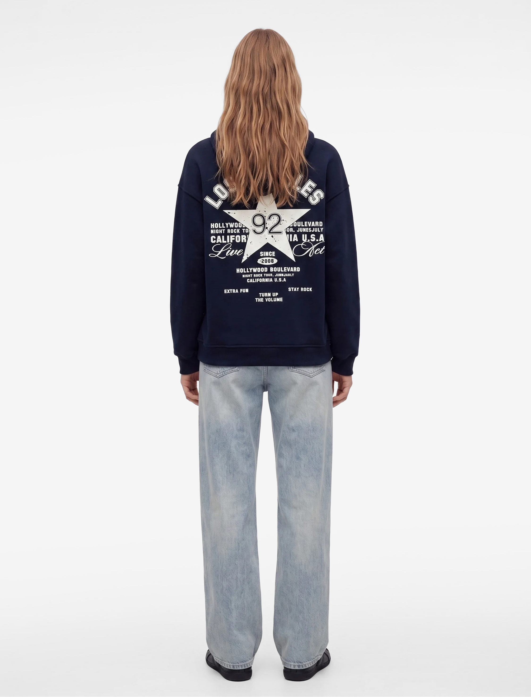 Koton Kolej Baskılı Şardonlu Rahat Kalıp Uzun Kollu Kapüşonlu Sweatshirt görsel 3