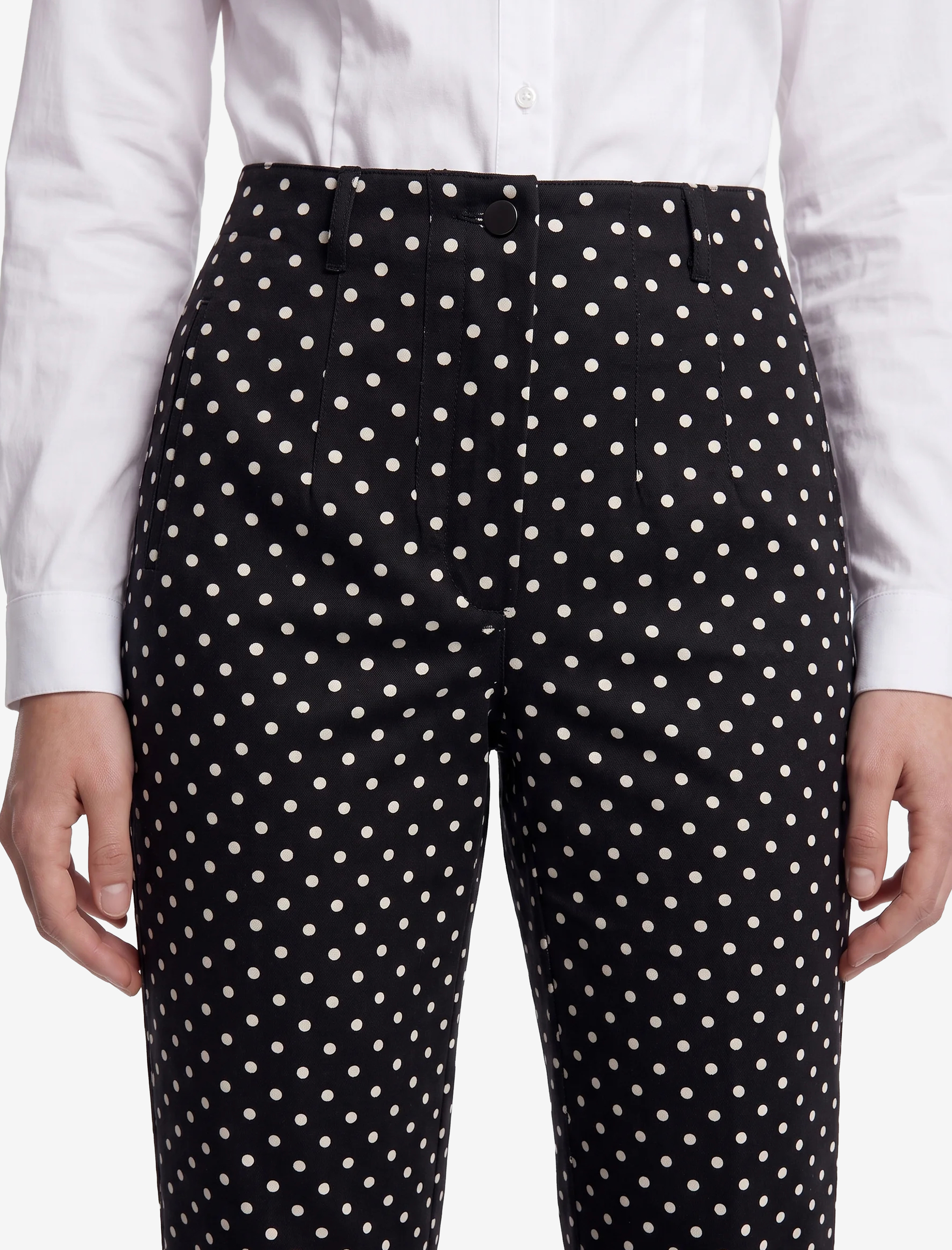   Pamuklu Yüksek Bel Slim Fit Puantiyeli Cepli Cigarette Pantolon