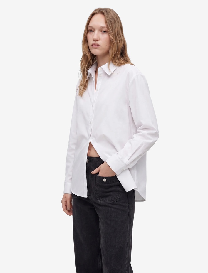  Slim Fit Uzun Kollu Düğmeli Katlanabilir Dik Yaka Gömlek