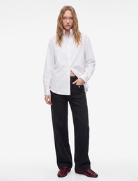 Slim Fit Uzun Kollu Düğmeli Katlanabilir Dik Yaka Gömlek