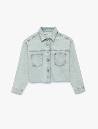 Rahat Kalıp Pamuklu Klasik Yaka Uzun Kollu Cepli Denim Ceket