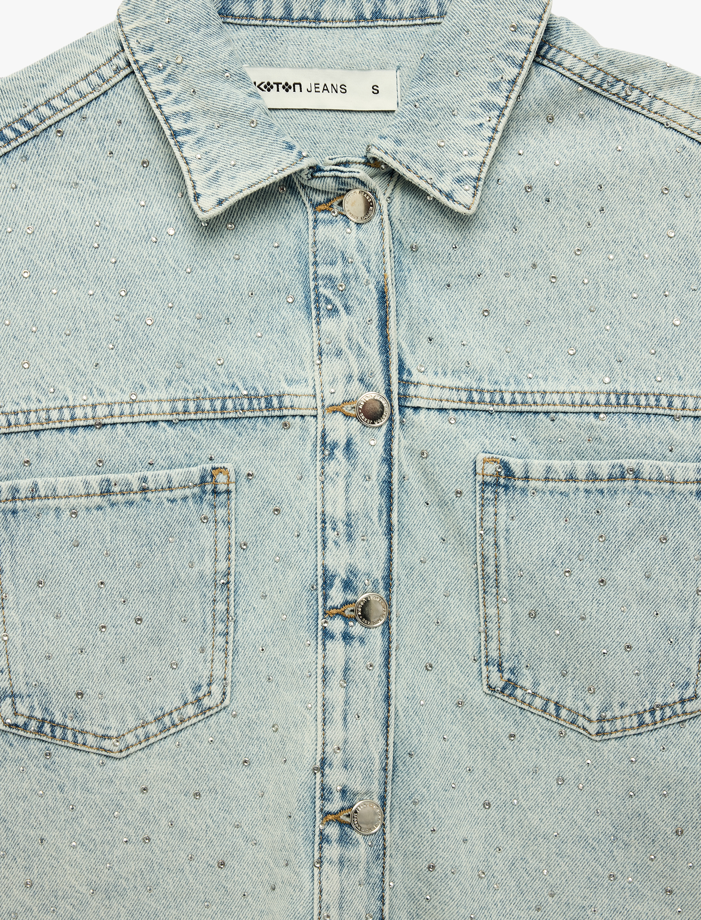   Rahat Kalıp Pamuklu Klasik Yaka Uzun Kollu Cepli Denim Ceket