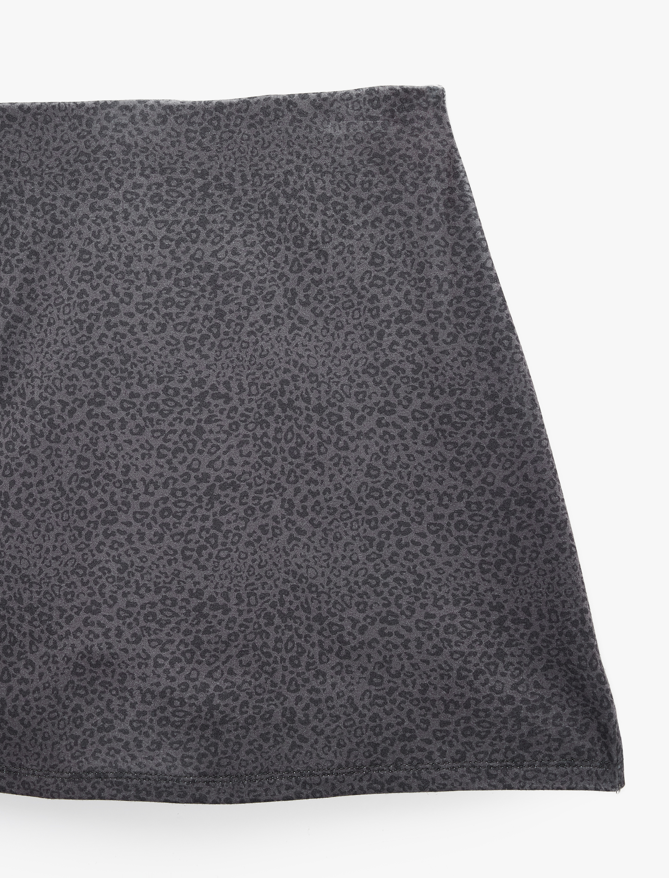   Yüksek Bel Slim Fit Leopar Desenli Spor Şort Etek