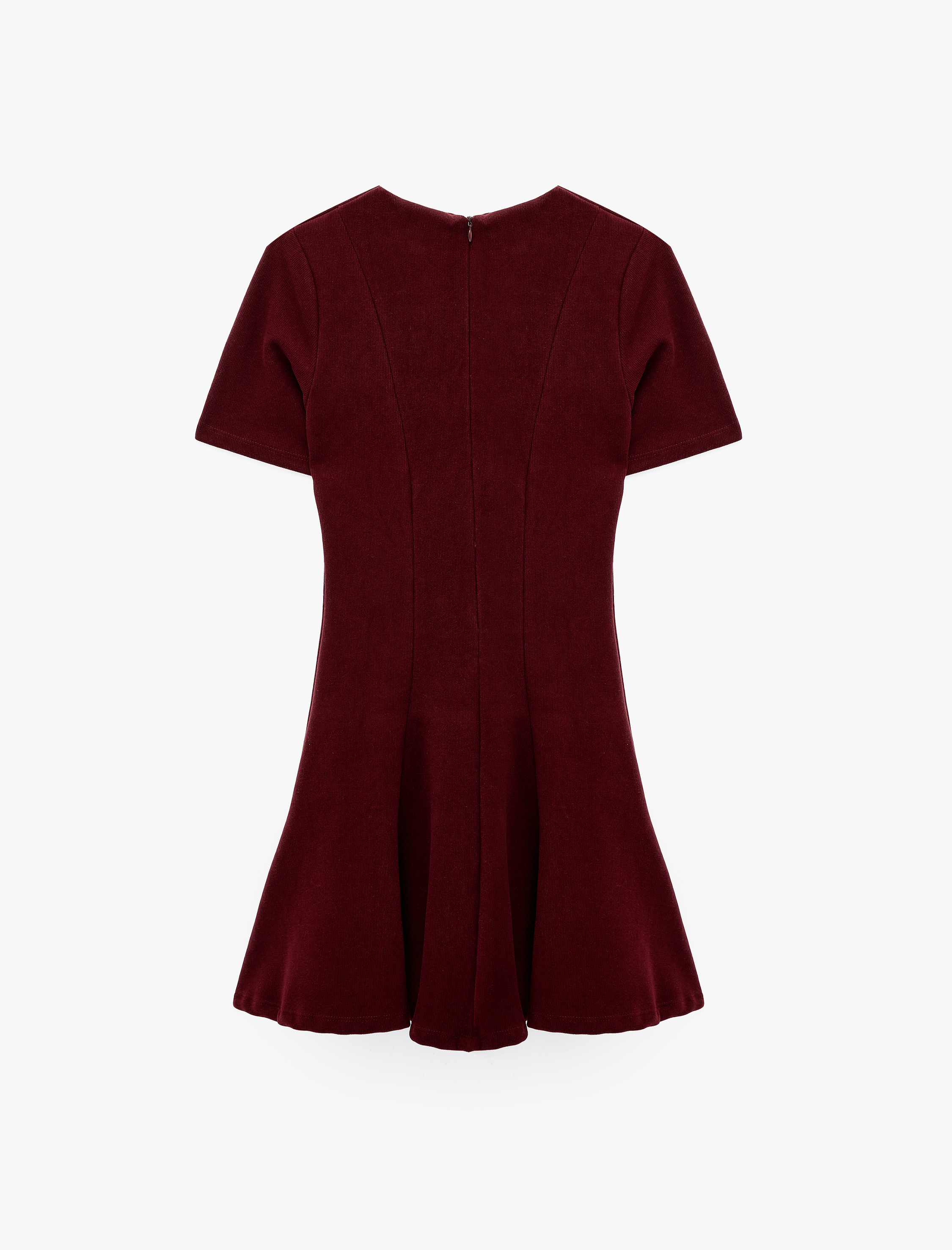   Slim Fit Bisiklet Yaka Kısa Kollu Süs Düğmeli Mini Elbise