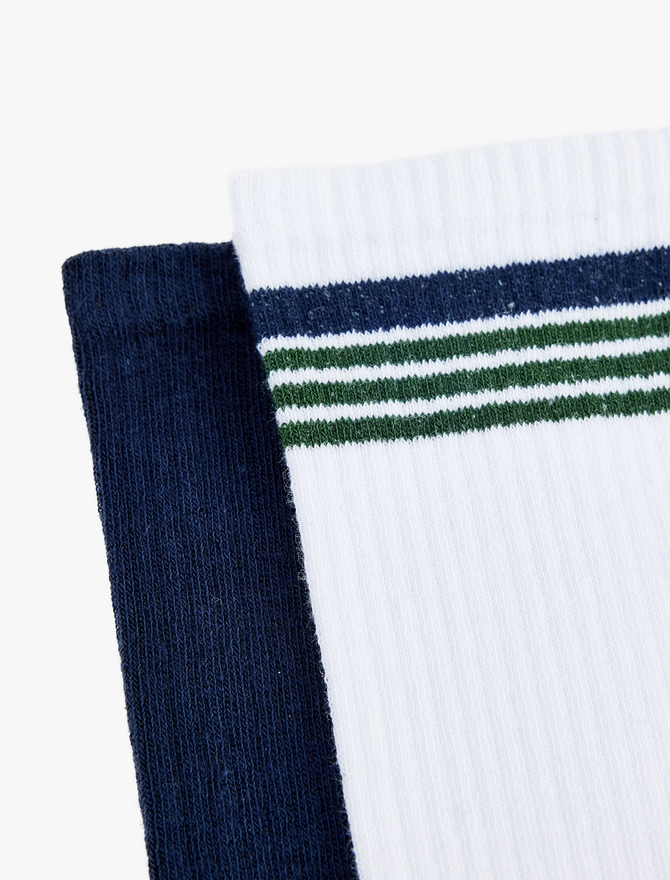  Erkek Pamuklu Çizgili 2'li Soket Tenis Çorabı Seti
