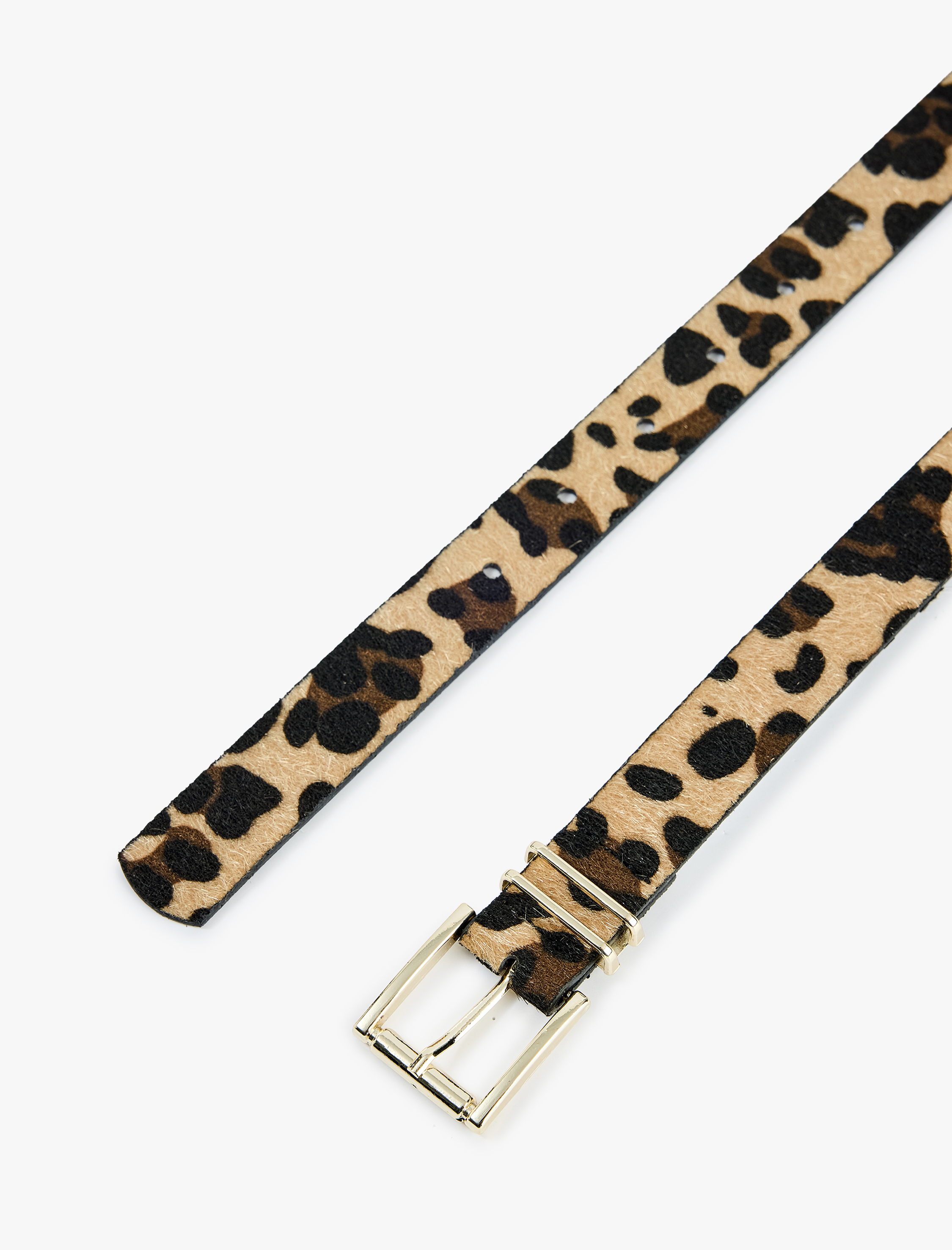  Kadın Tokalı Leopar Desenli Suni Deri Kemer