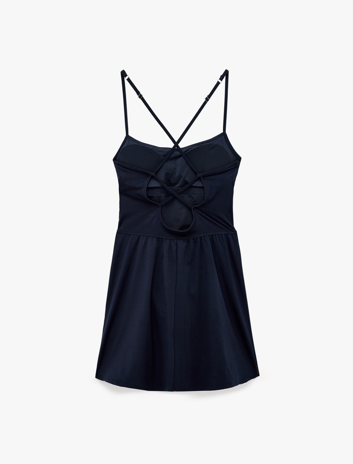  Slim Fit İnce Askılı Sırt Detaylı Tenis Elbisesi