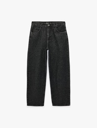 Rahat Kalıp Cepli Pamuklu Super Baggy Jean Pantolon