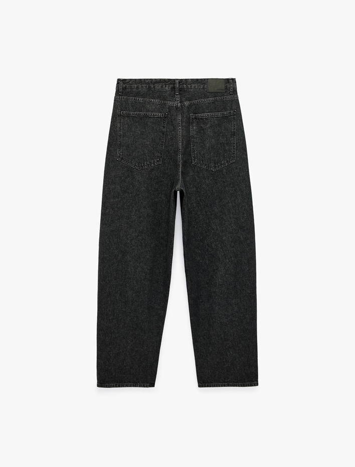  Rahat Kalıp Cepli Pamuklu Super Baggy Jean Pantolon