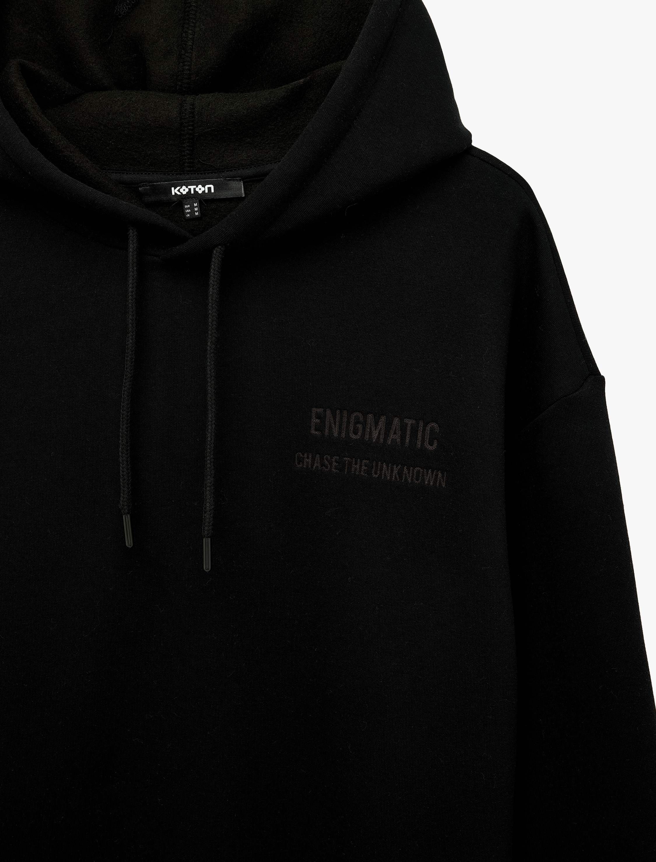   Uzun Kollu Üç İplik Şardonlu Rahat Kalıp Kanguru Cepli Kapşonlu Baskılı Sweatshirt