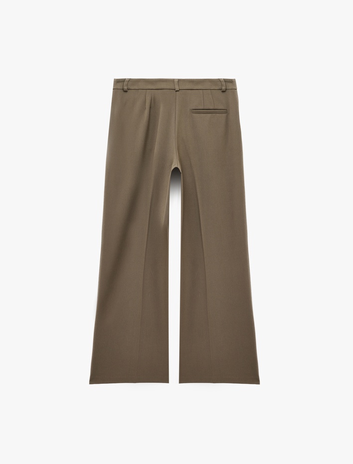  Cepli Regular Fit Yüksek Bel Geniş Paça Pantolon