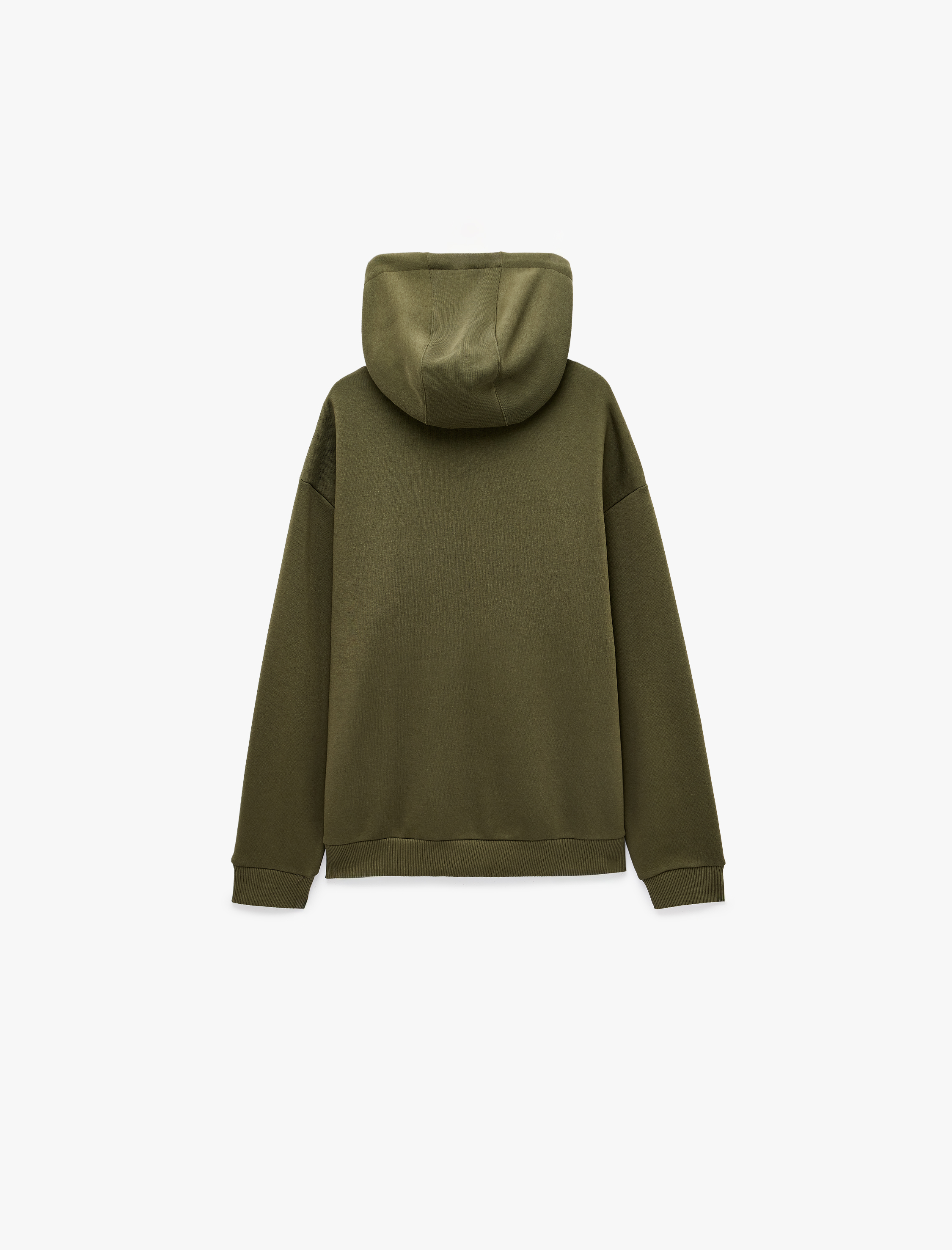   Üç İplik Uzun Kollu Kanguru Cepli Kapşonlu Oversize Sweatshirt