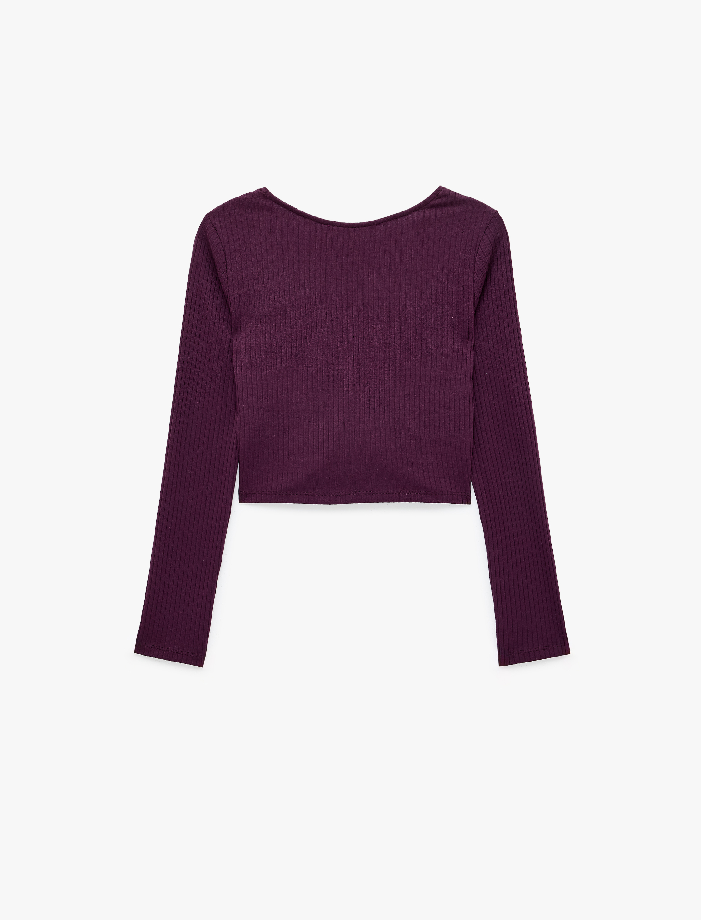   Slim Fit Kaşkorse Dantel Detaylı V Yaka Uzun Kollu Tişört