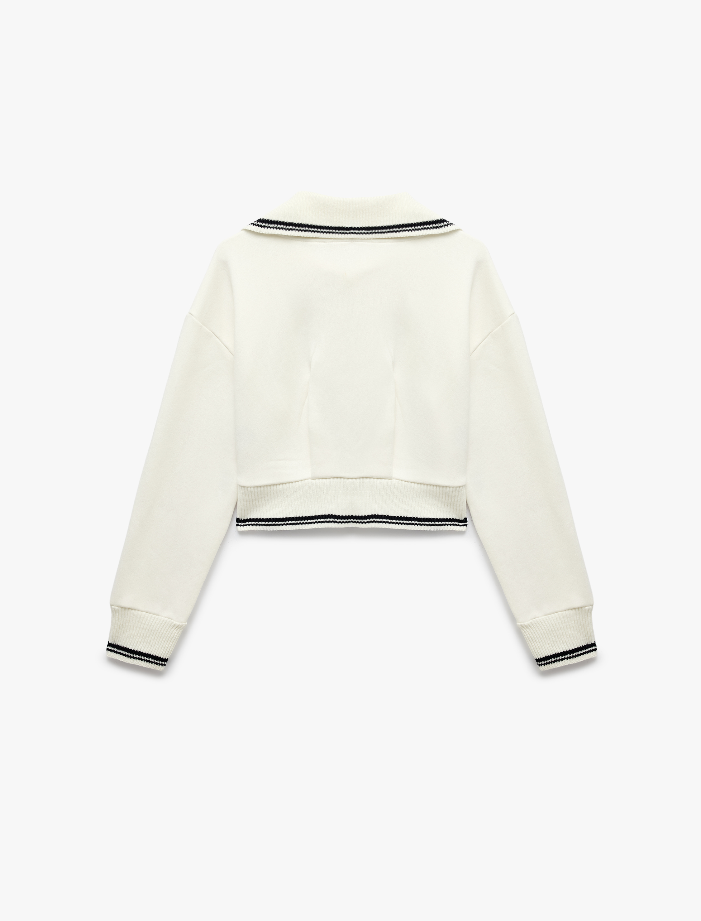   Regular Fit Şardonlu Uzun Kollu Tam Fermuarlı Triko Patlı Çizgili Sweatshirt