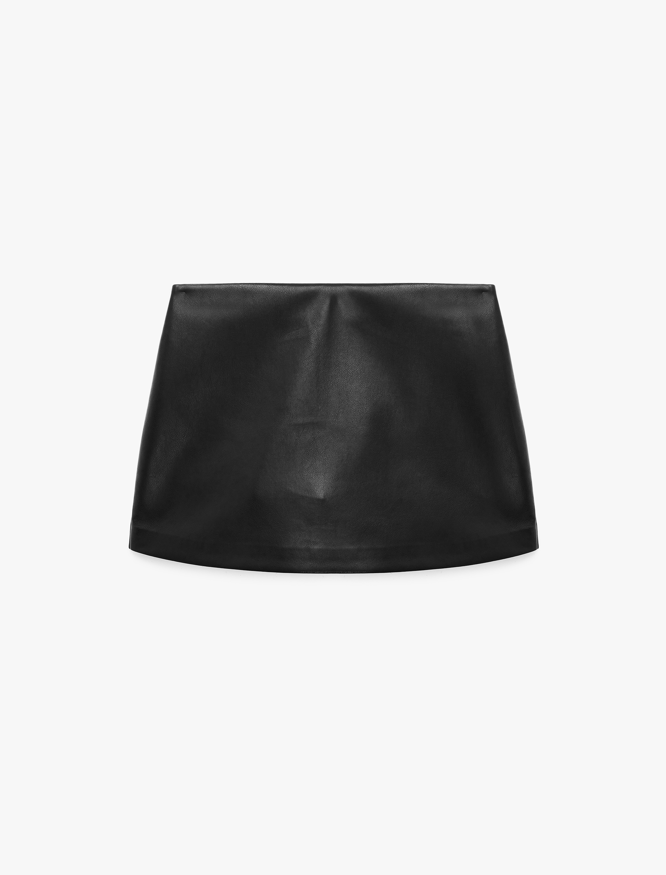   Slim Fit Pile Detaylı Suni Deri Görünümlü Şort Etek