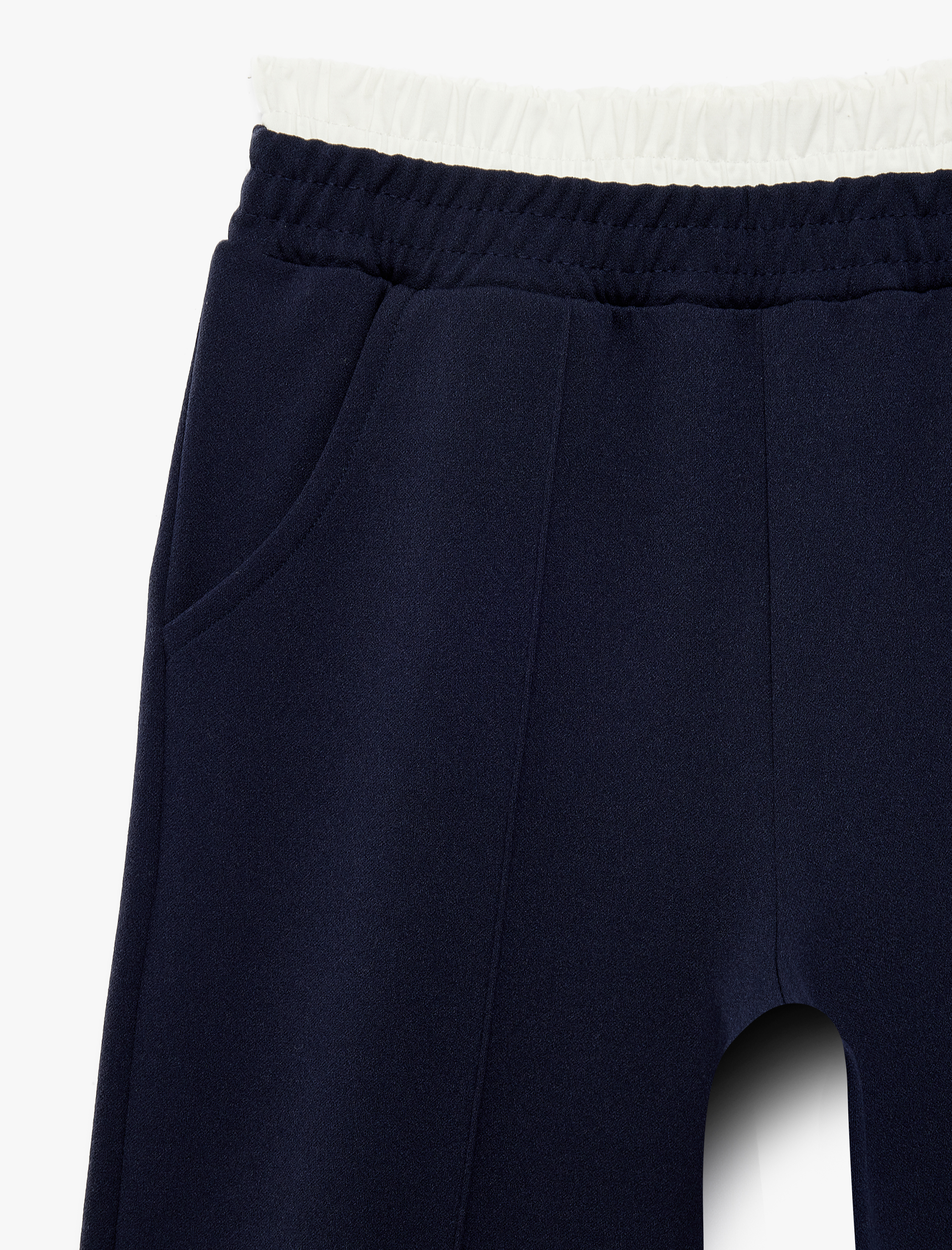  Kız Çocuk Beli Lastikli Cepli Geniş Paça Okul Pantolonu