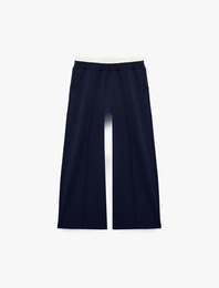 Beli Lastikli Cepli Geniş Paça Okul Pantolonu