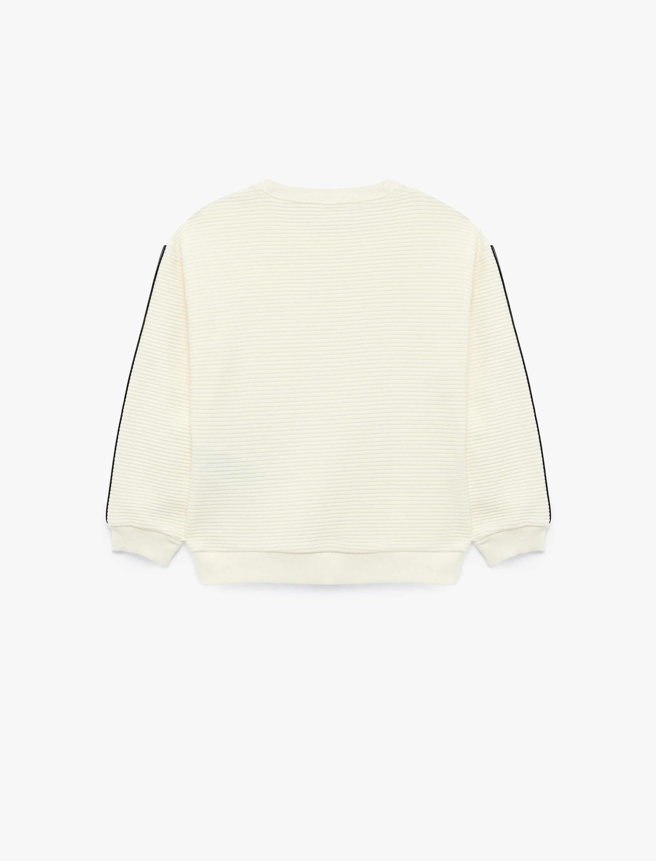  Erkek Bebek Pamuklu Şerit Detaylı Bisiklet Yaka Uzun Kollu Oversize Sweatshirt