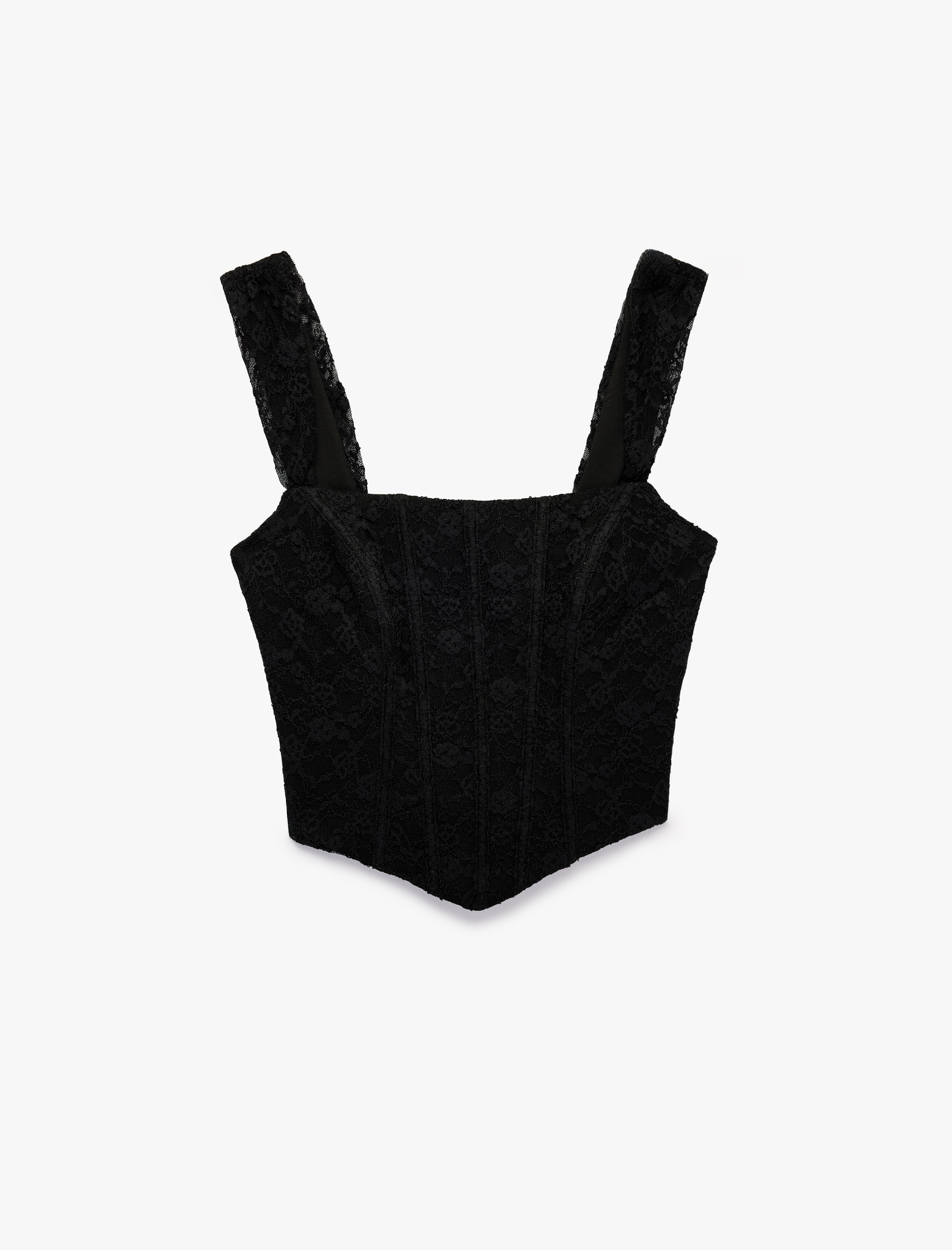   Asimetrik Kesim Fermuarlı Slim Fit Kare Yaka Dantel Korse Büstiyer